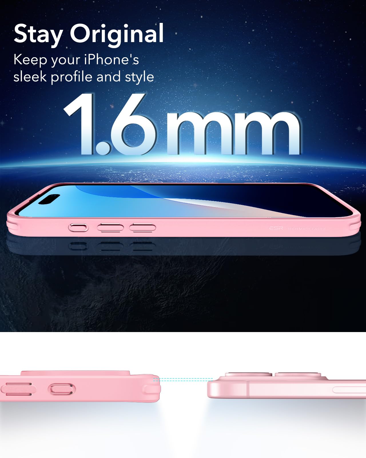 ESR for iPhone 16 Pro Max Case, Compatible with MagSafe, Shockproof Military-Grade Protection, Magnetic Phone Case for iPhone 16 Pro Max, Classic Hybrid Case (HaloLock), Clear