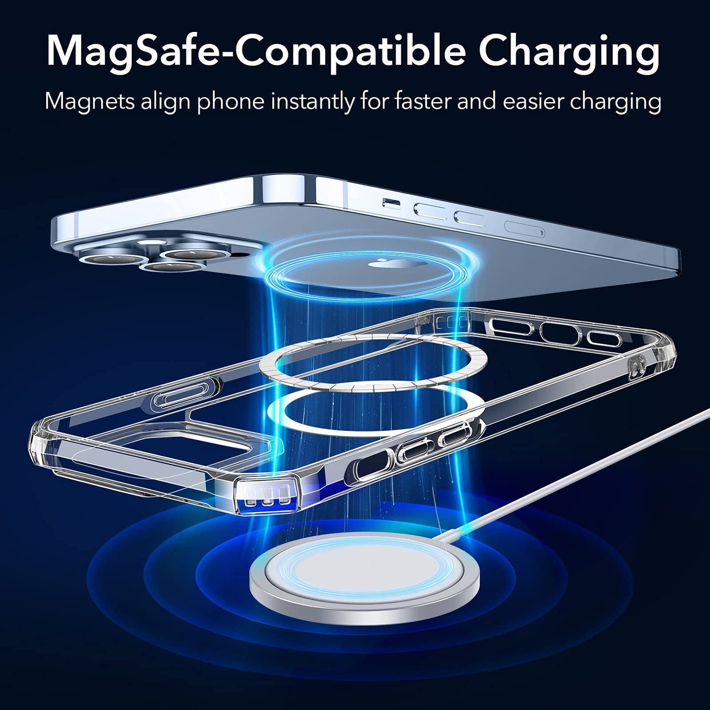 ESR for iPhone 16 Pro Max Case, Compatible with MagSafe, Shockproof Military-Grade Protection, Magnetic Phone Case for iPhone 16 Pro Max, Classic Hybrid Case (HaloLock), Clear