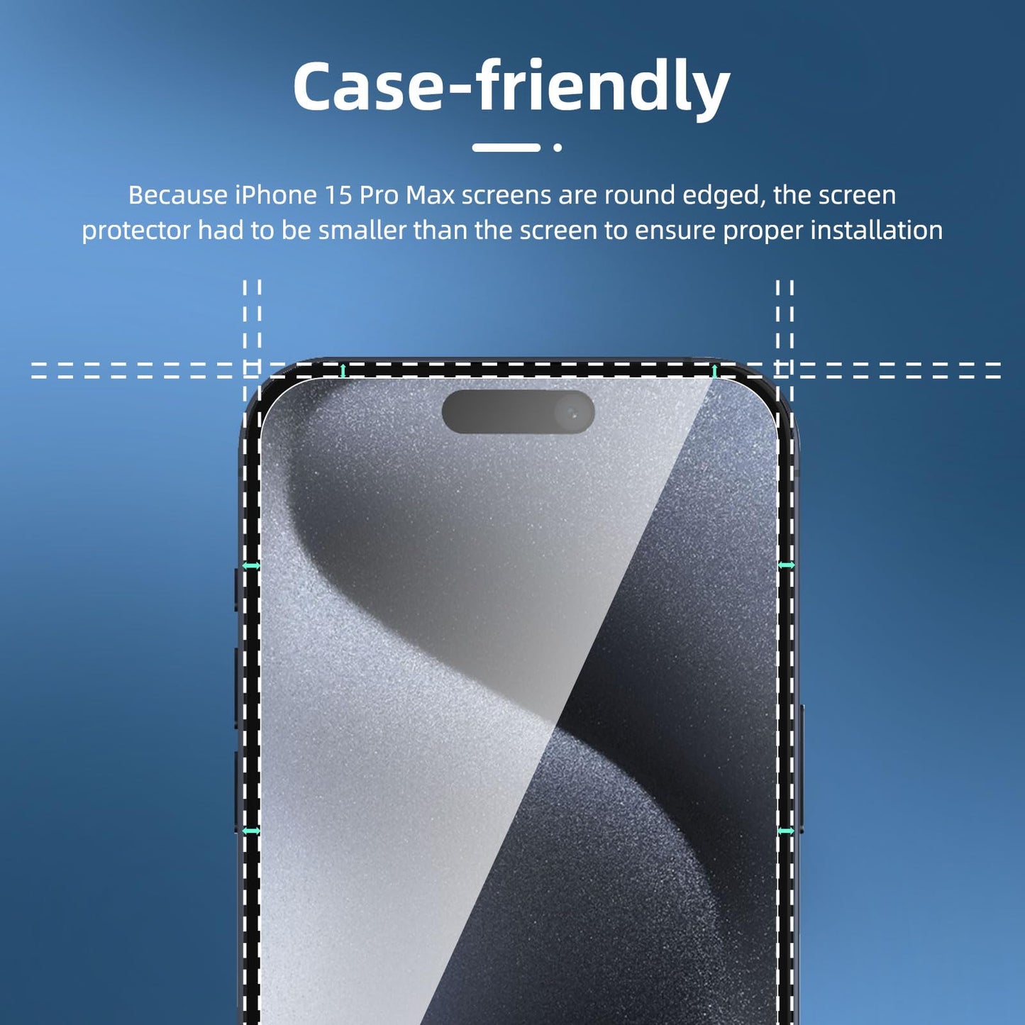 NEW'C 3 Pack Designed for iPhone 16, iPhone 15, iPhone 15 Pro (6.1 inches) Screen Protector Tempered Glass,Case Friendly Ultra Resistant
