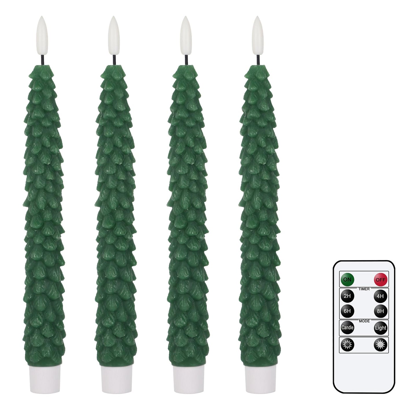 GenSwin Flameless Ivory Taper Candles Flickering with 10-Key Remote, Battery Operated Led Warm 3D Wick Light Window Candles Real Wax Pack of 6, Christmas Home Wedding Decor(0.78 X 9.64 Inch)