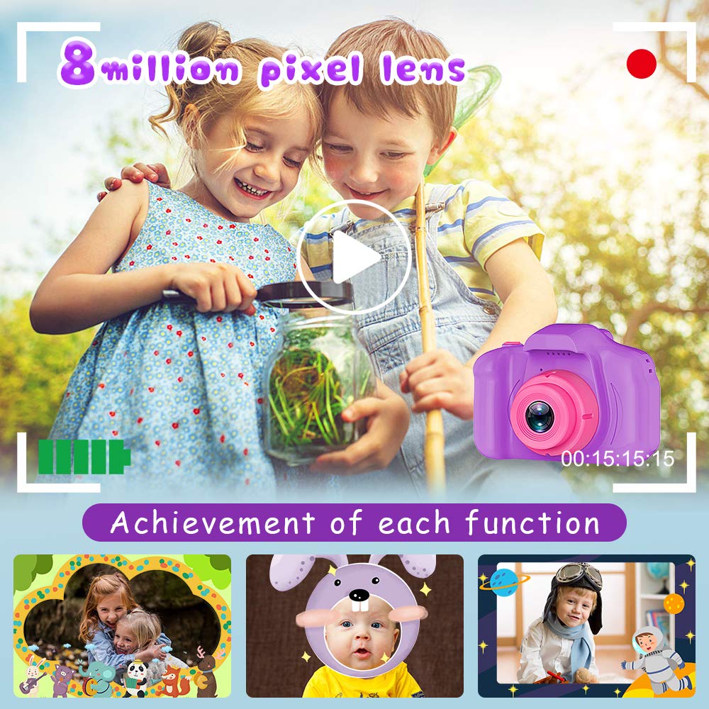 Seckton Upgrade Kids Selfie Camera, Christmas Birthday Gifts for Boys Age 3-9, HD Digital Video Cameras for Toddler, Portable Toy for 3 4 5 6 7 8 Year Old Boy with 32GB SD Card-Navy Blue