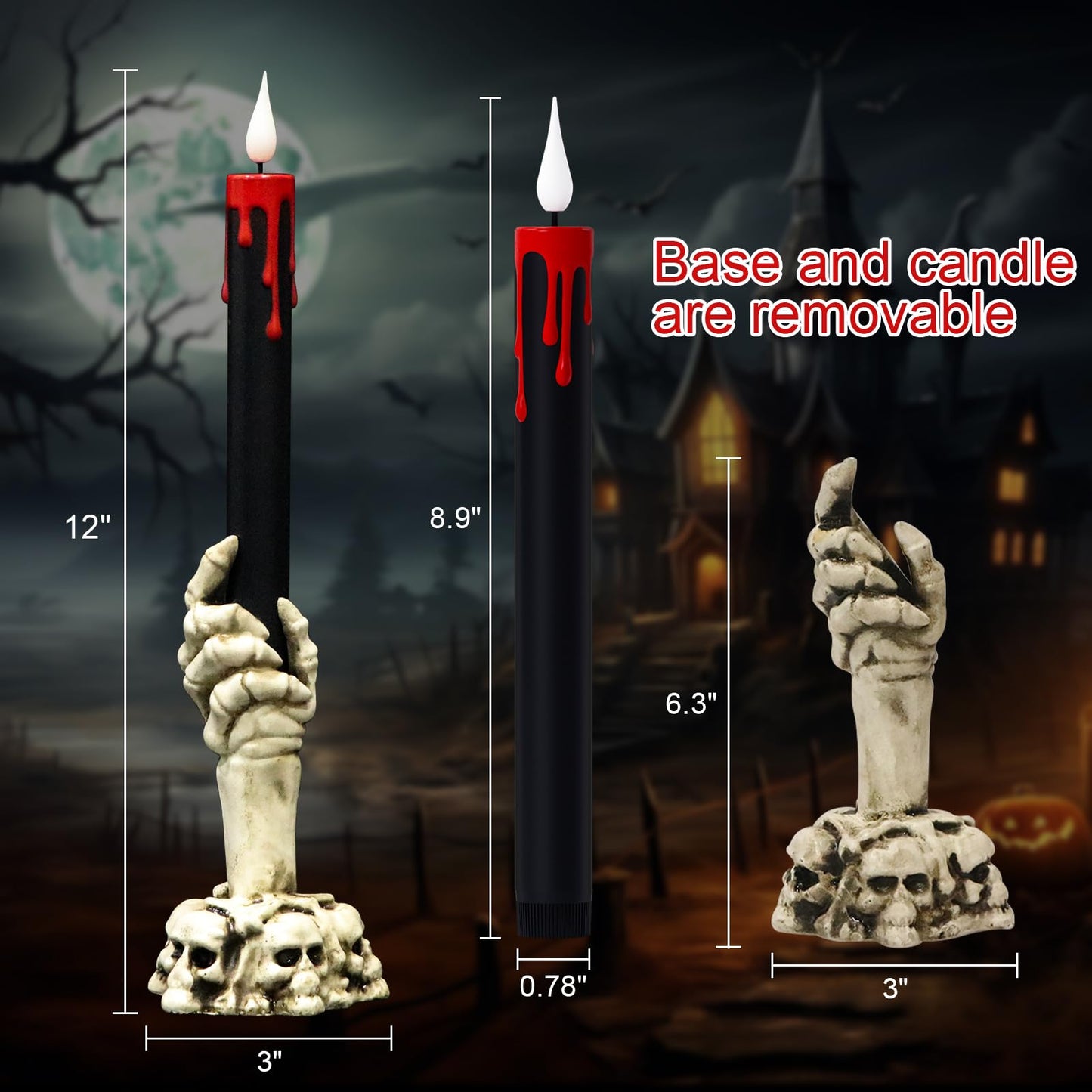 GenSwin Flameless Ivory Taper Candles Flickering with 10-Key Remote, Battery Operated Led Warm 3D Wick Light Window Candles Real Wax Pack of 6, Christmas Home Wedding Decor(0.78 X 9.64 Inch)