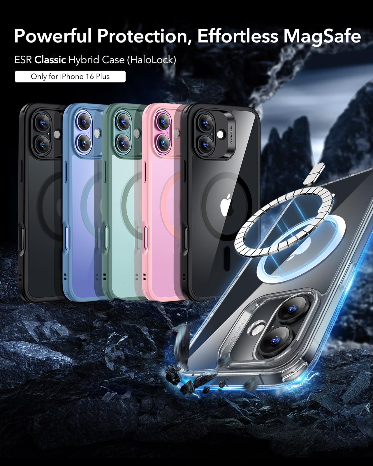 ESR for iPhone 16 Pro Max Case, Compatible with MagSafe, Shockproof Military-Grade Protection, Magnetic Phone Case for iPhone 16 Pro Max, Classic Hybrid Case (HaloLock), Clear