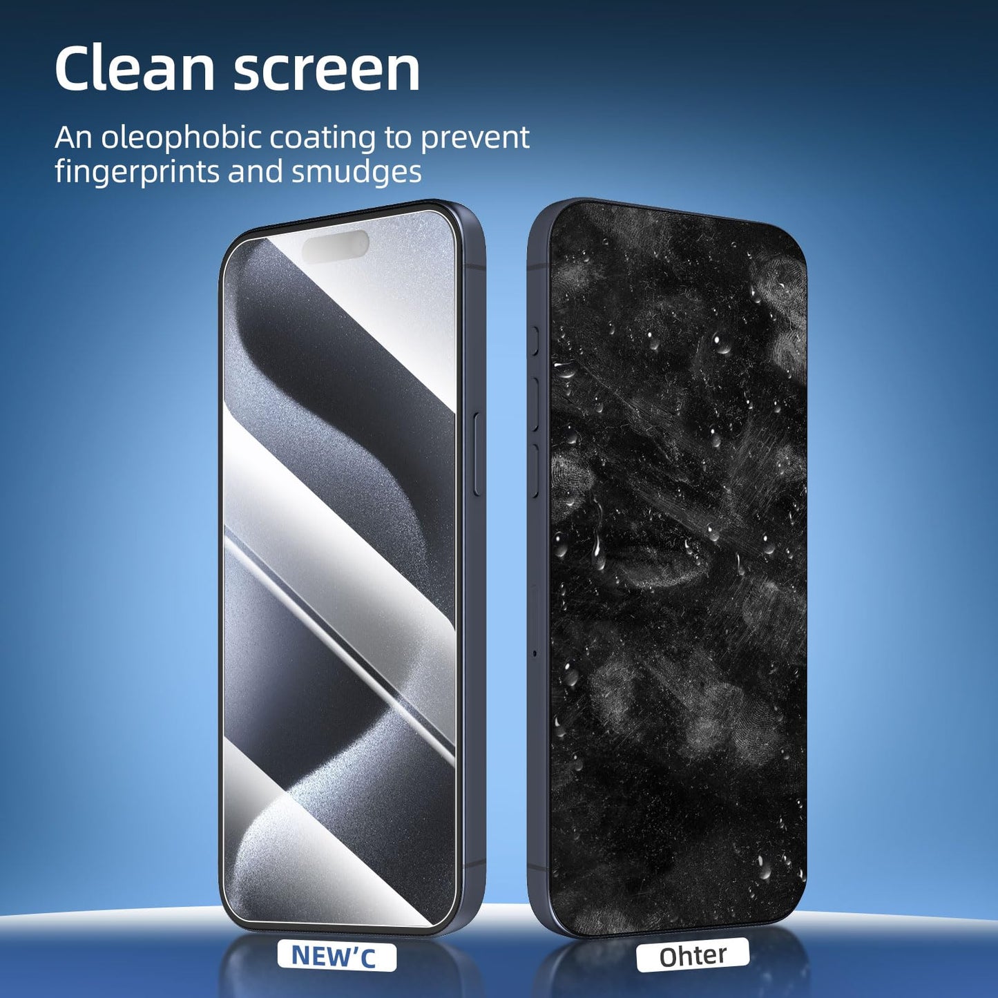 NEW'C 3 Pack Designed for iPhone 16, iPhone 15, iPhone 15 Pro (6.1 inches) Screen Protector Tempered Glass,Case Friendly Ultra Resistant