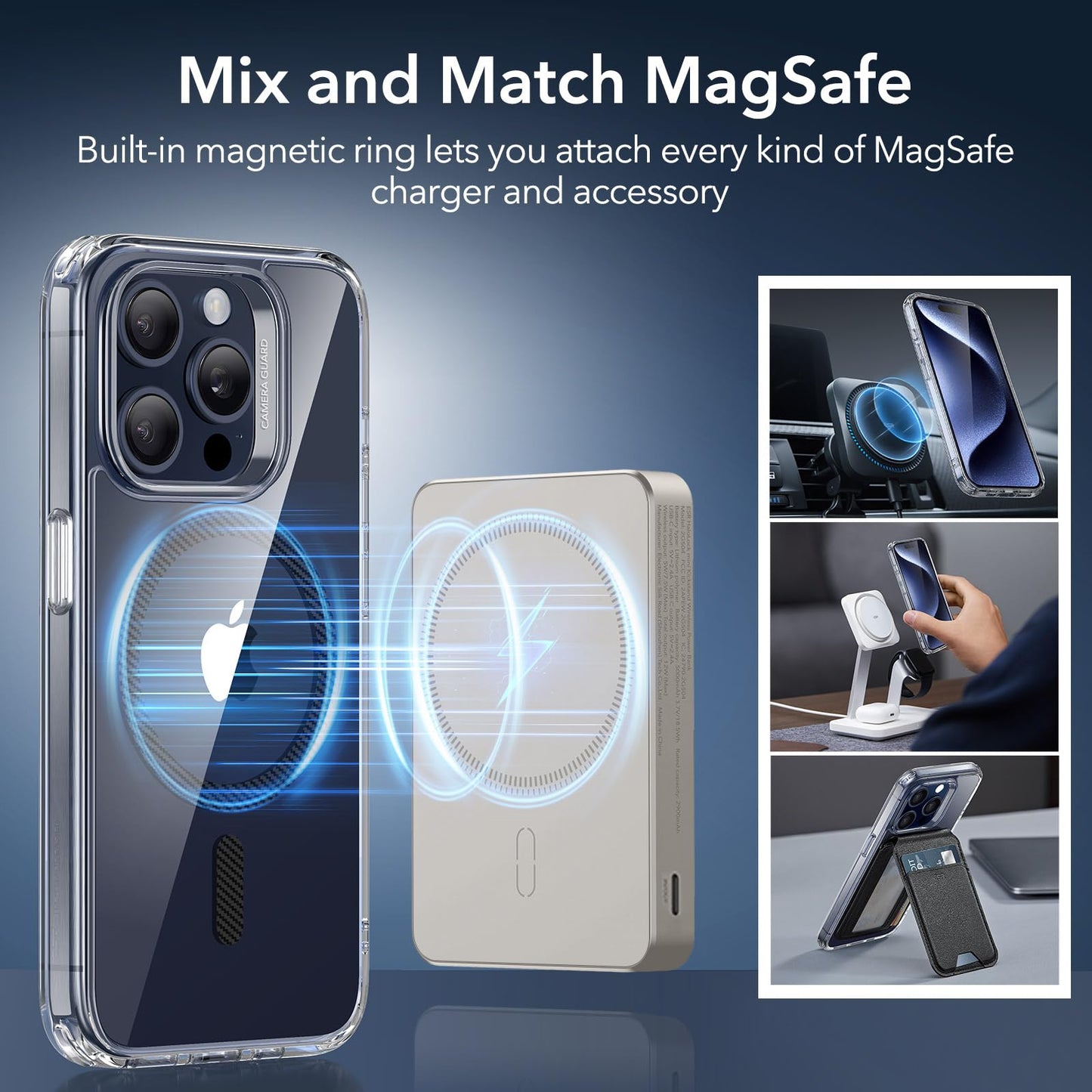 ESR for iPhone 16 Pro Max Case, Compatible with MagSafe, Shockproof Military-Grade Protection, Magnetic Phone Case for iPhone 16 Pro Max, Classic Hybrid Case (HaloLock), Clear