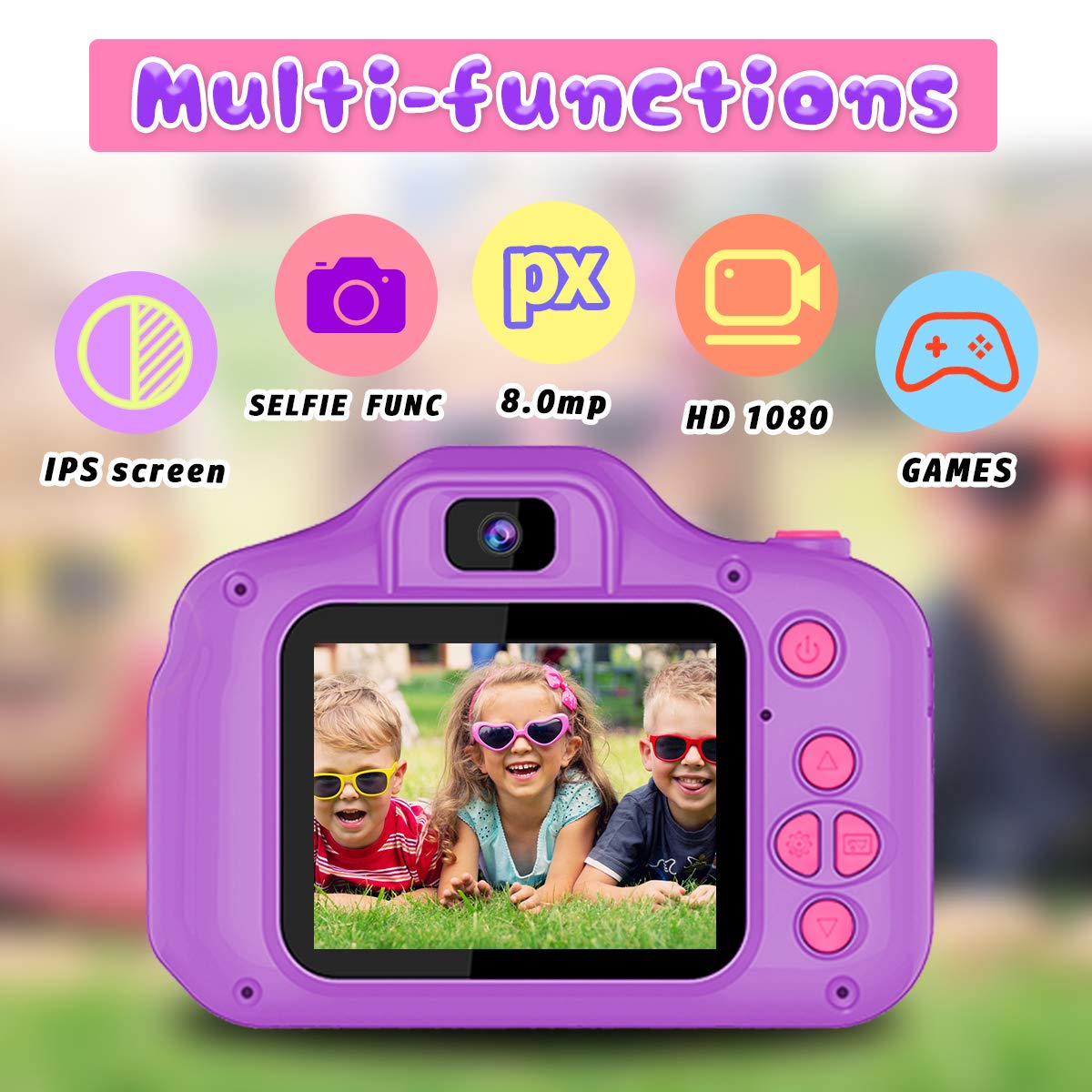 Seckton Upgrade Kids Selfie Camera, Christmas Birthday Gifts for Boys Age 3-9, HD Digital Video Cameras for Toddler, Portable Toy for 3 4 5 6 7 8 Year Old Boy with 32GB SD Card-Navy Blue