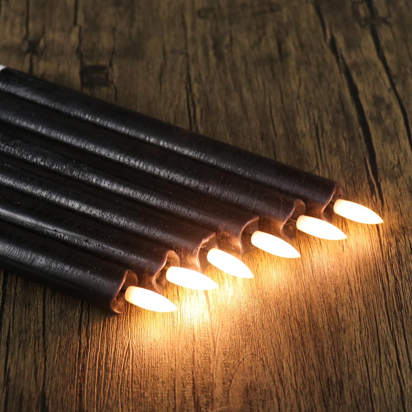 GenSwin Flameless Ivory Taper Candles Flickering with 10-Key Remote, Battery Operated Led Warm 3D Wick Light Window Candles Real Wax Pack of 6, Christmas Home Wedding Decor(0.78 X 9.64 Inch)