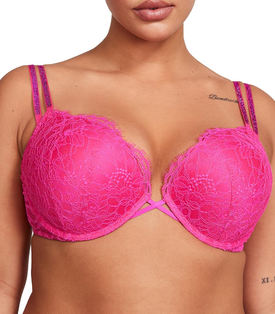 Victoria's Secret Women's Very Sexy Bombshell Adds-2-Cups Push Up Double Shine Strap Bra, Bras for Women (32A-38DDD)