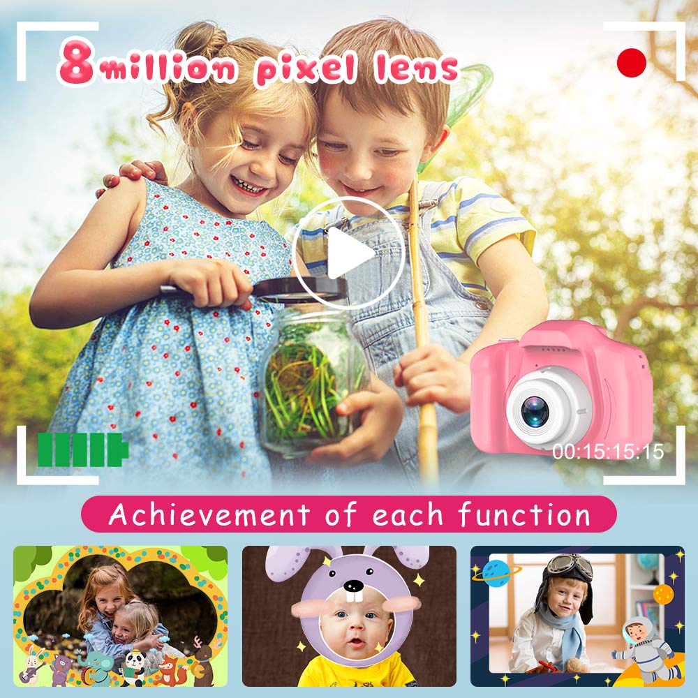 Seckton Upgrade Kids Selfie Camera, Christmas Birthday Gifts for Boys Age 3-9, HD Digital Video Cameras for Toddler, Portable Toy for 3 4 5 6 7 8 Year Old Boy with 32GB SD Card-Navy Blue