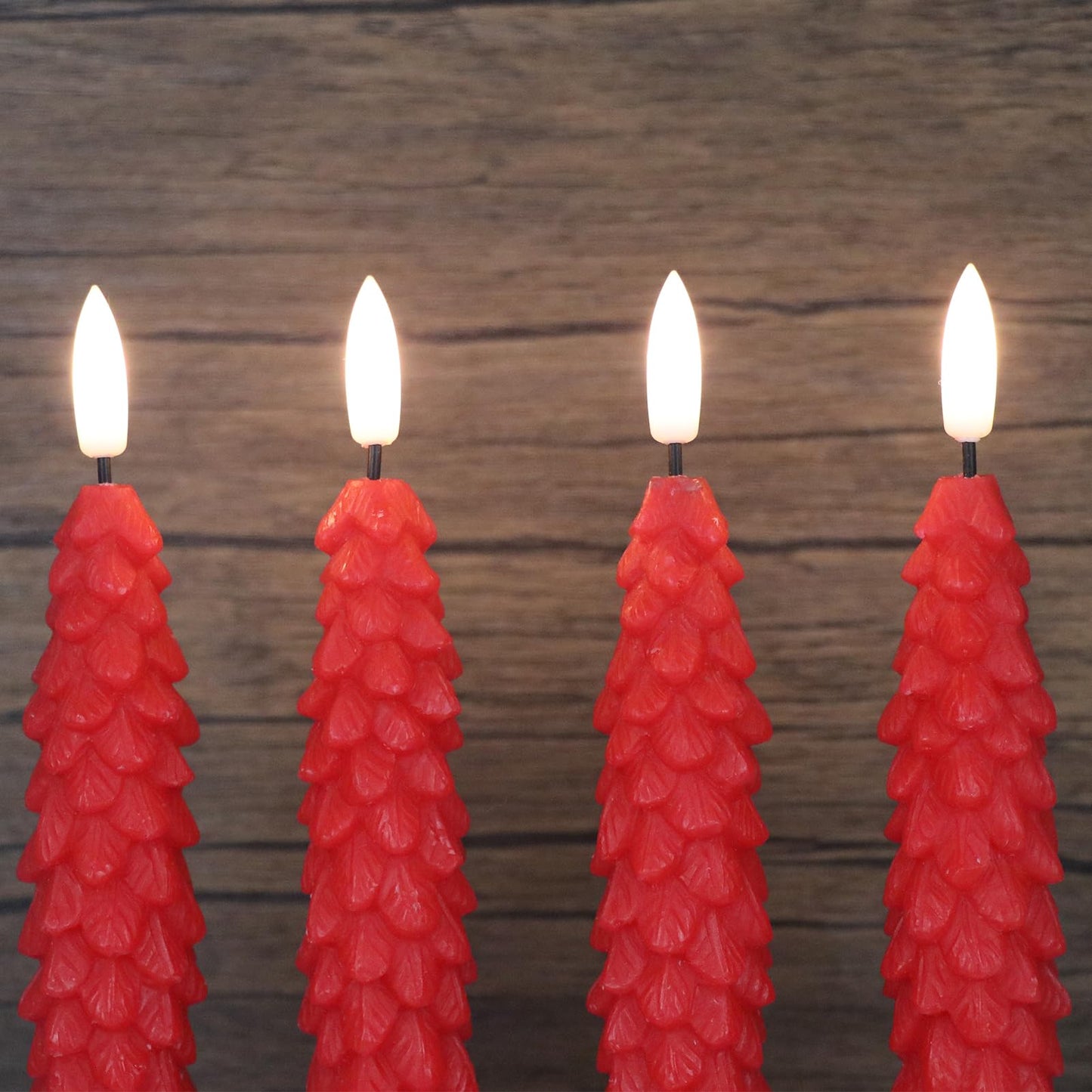 GenSwin Flameless Ivory Taper Candles Flickering with 10-Key Remote, Battery Operated Led Warm 3D Wick Light Window Candles Real Wax Pack of 6, Christmas Home Wedding Decor(0.78 X 9.64 Inch)