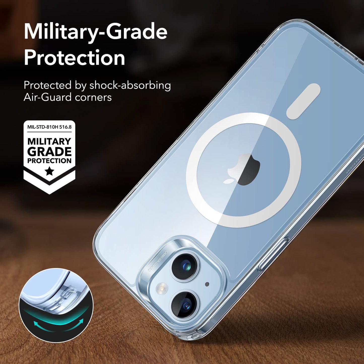 ESR for iPhone 16 Pro Max Case, Compatible with MagSafe, Shockproof Military-Grade Protection, Magnetic Phone Case for iPhone 16 Pro Max, Classic Hybrid Case (HaloLock), Clear