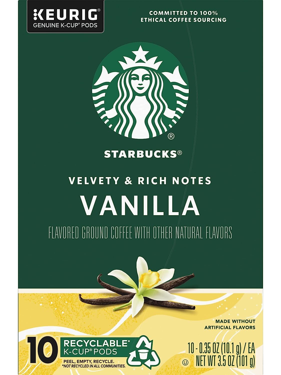 Starbucks K-Cup Coffee Pods, Naturally Flavored Coffee Variety Pack for Keurig Brewers, 100% Arabica, 1 Box (40 Pods)