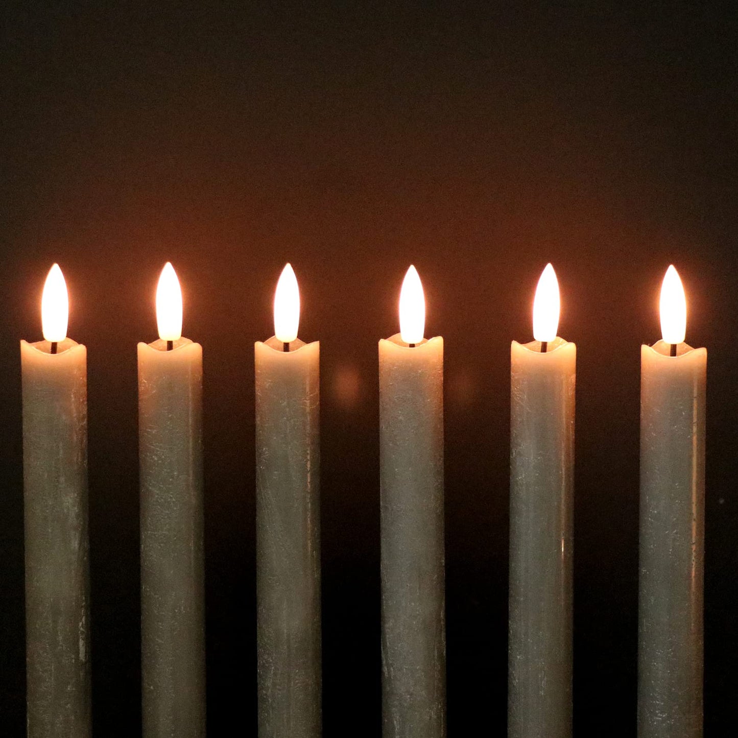 GenSwin Flameless Ivory Taper Candles Flickering with 10-Key Remote, Battery Operated Led Warm 3D Wick Light Window Candles Real Wax Pack of 6, Christmas Home Wedding Decor(0.78 X 9.64 Inch)