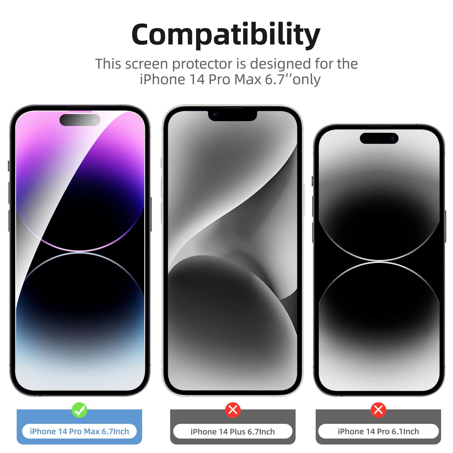 NEW'C 3 Pack Designed for iPhone 16, iPhone 15, iPhone 15 Pro (6.1 inches) Screen Protector Tempered Glass,Case Friendly Ultra Resistant