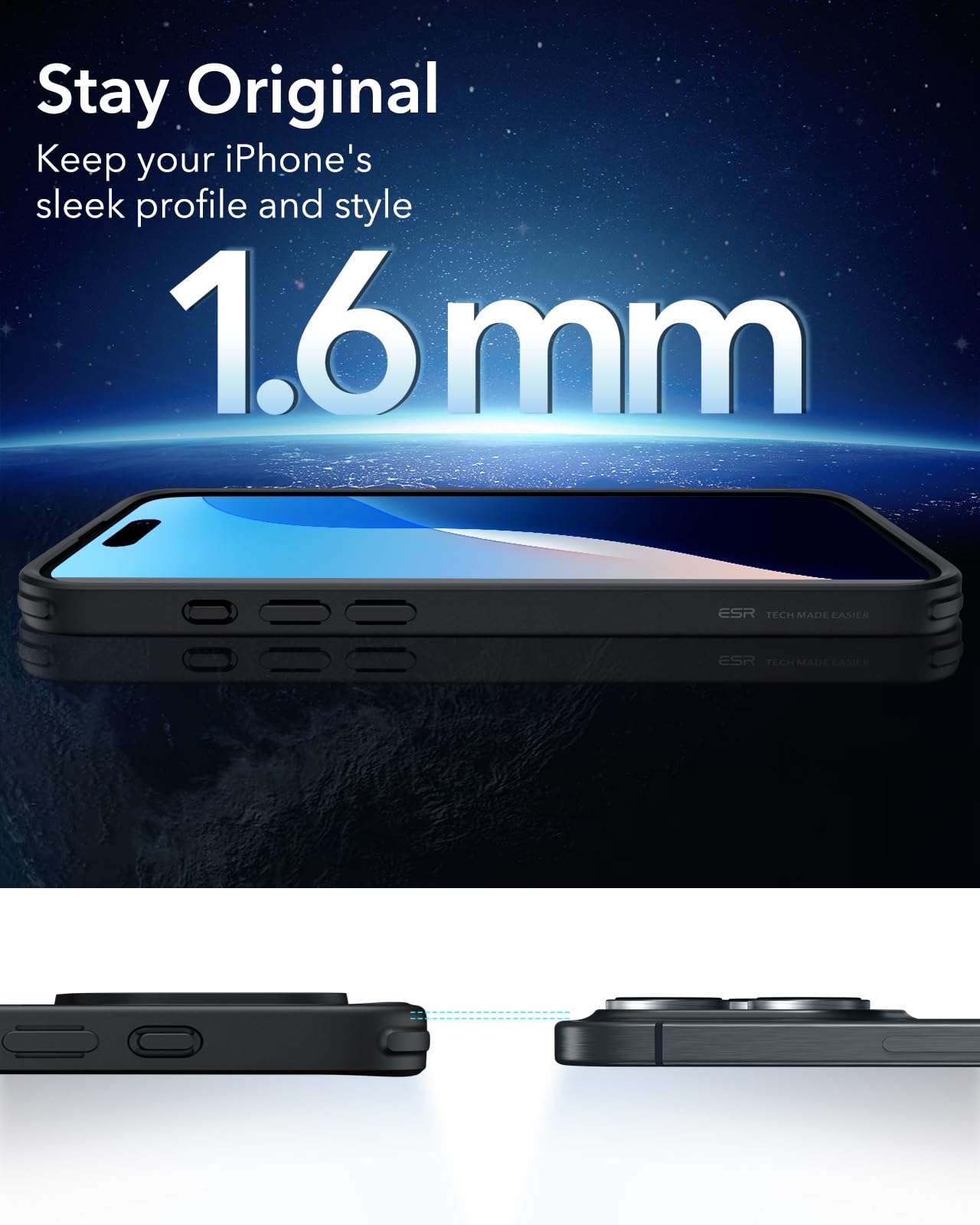 ESR for iPhone 16 Pro Max Case, Compatible with MagSafe, Shockproof Military-Grade Protection, Magnetic Phone Case for iPhone 16 Pro Max, Classic Hybrid Case (HaloLock), Clear