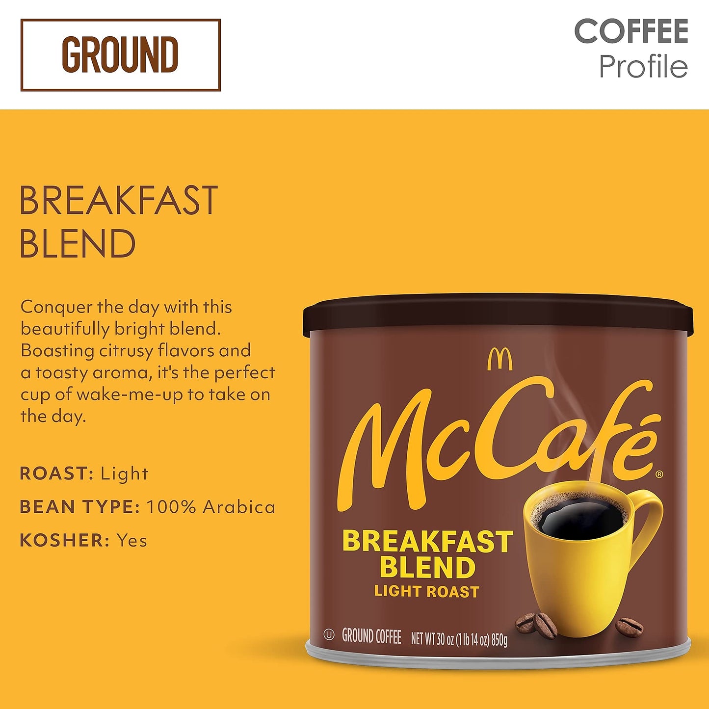 McCafe Premium Roast, Medium Roast Ground Coffee, 30 oz Canister