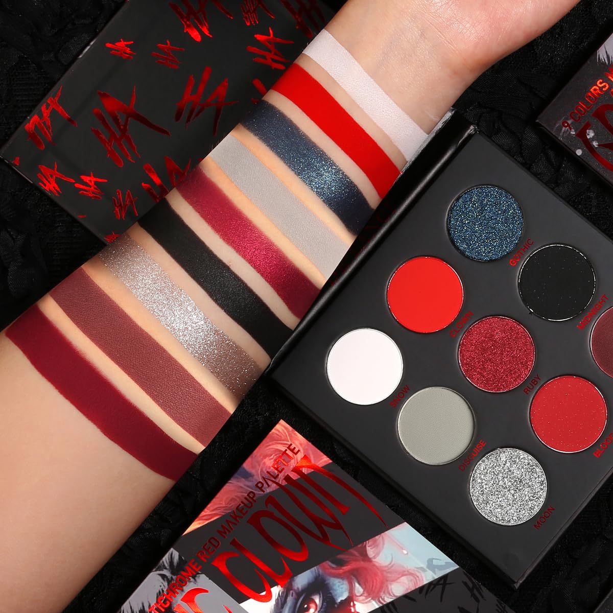 ecofavor Black Smoky Eye shadow Palette, DE’LANCI PANDA 9 Colors True Black Dark Grey Smokey Goth Makeup Pallet, 9 Soft Matte Shimmer High Pigmented Basic Black White Gray Shade for Halloween
