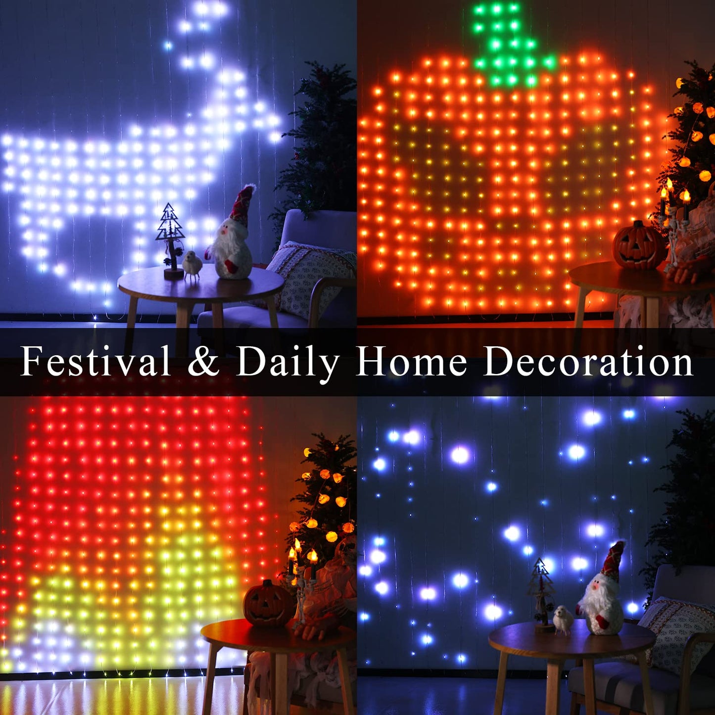 JMEXSUSS 300 LED Remote Control Christmas Curtain Lights, Plug in Fairy Curtain Lights Outdoor, Window Wall Hanging Curtain String Lights for Bedroom Backdrop Wedding Party Indoor Decor, Warm White