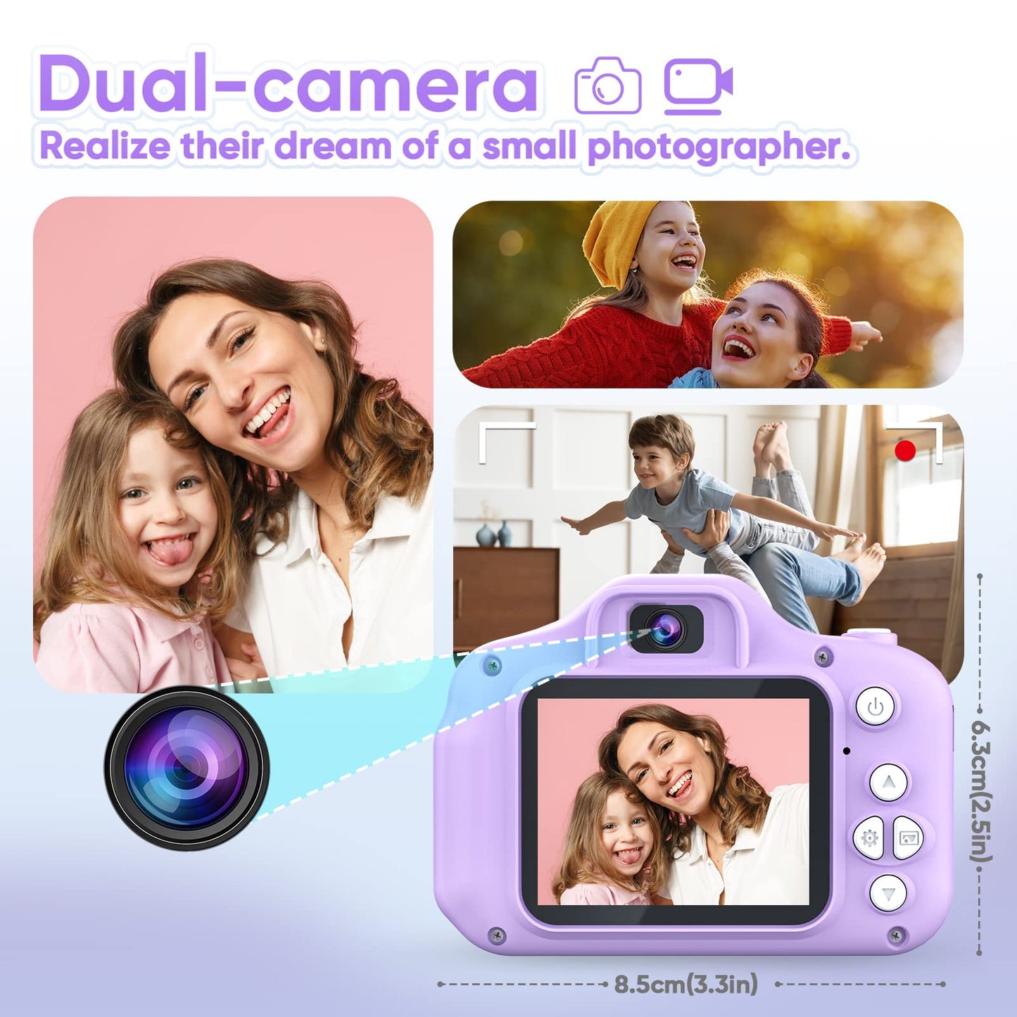 Seckton Upgrade Kids Selfie Camera, Christmas Birthday Gifts for Boys Age 3-9, HD Digital Video Cameras for Toddler, Portable Toy for 3 4 5 6 7 8 Year Old Boy with 32GB SD Card-Navy Blue