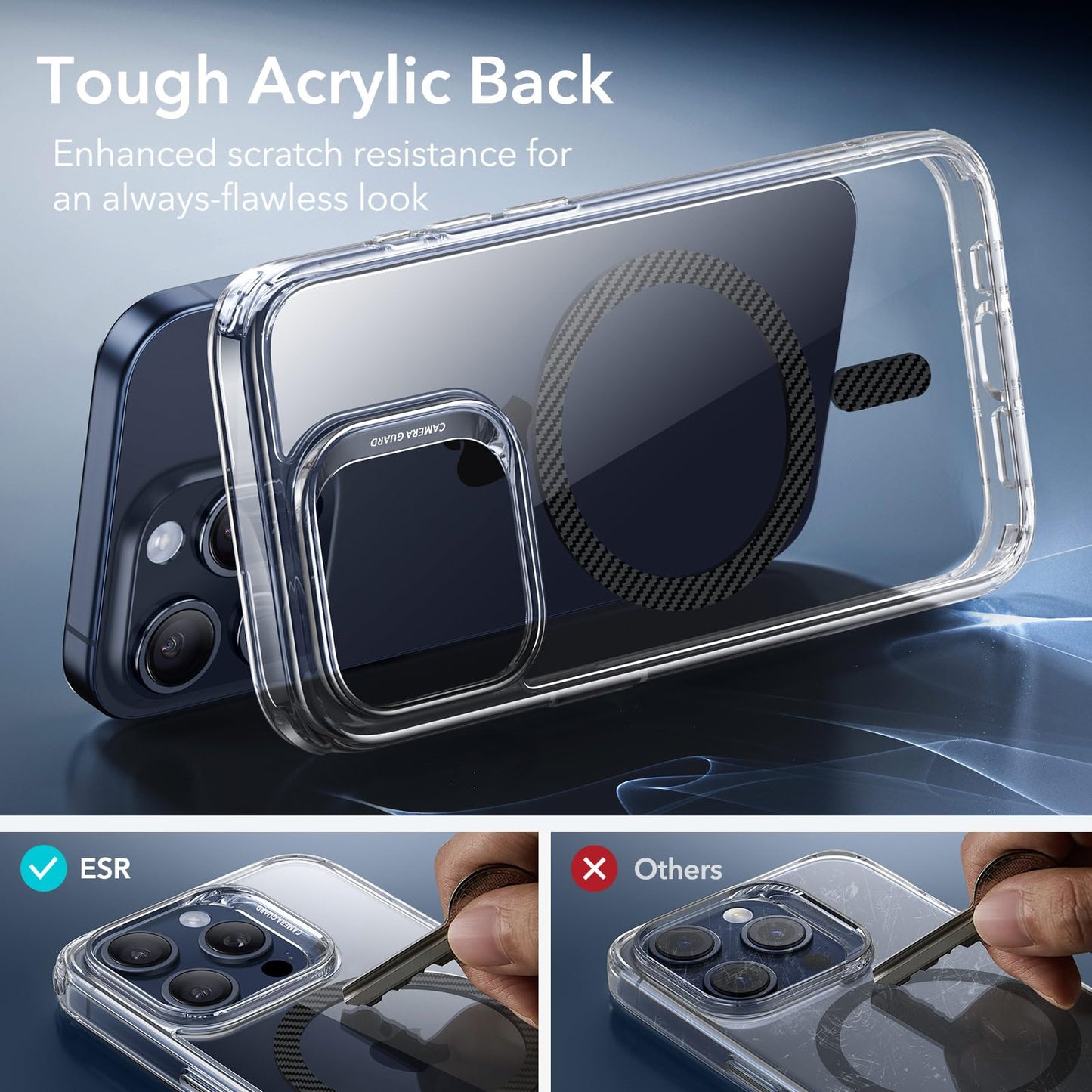 ESR for iPhone 16 Pro Max Case, Compatible with MagSafe, Shockproof Military-Grade Protection, Magnetic Phone Case for iPhone 16 Pro Max, Classic Hybrid Case (HaloLock), Clear