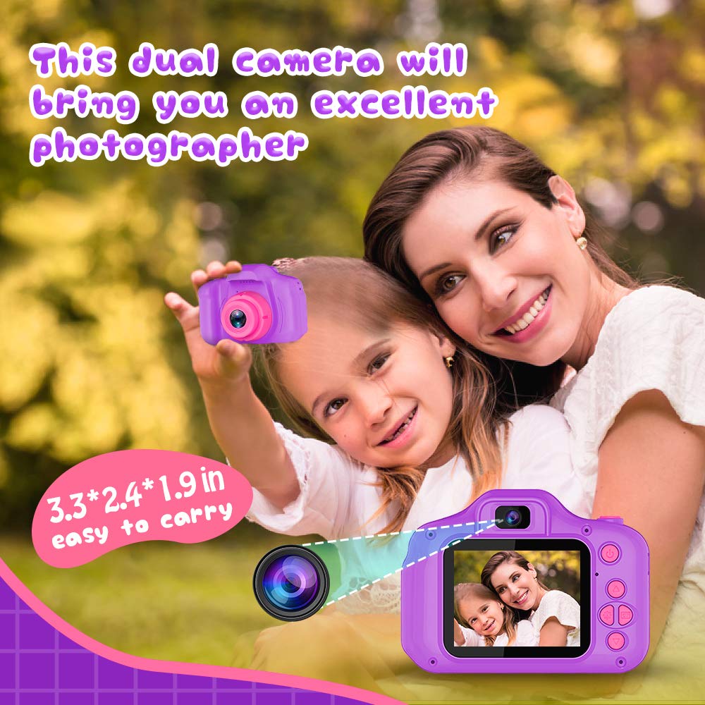 Seckton Upgrade Kids Selfie Camera, Christmas Birthday Gifts for Boys Age 3-9, HD Digital Video Cameras for Toddler, Portable Toy for 3 4 5 6 7 8 Year Old Boy with 32GB SD Card-Navy Blue