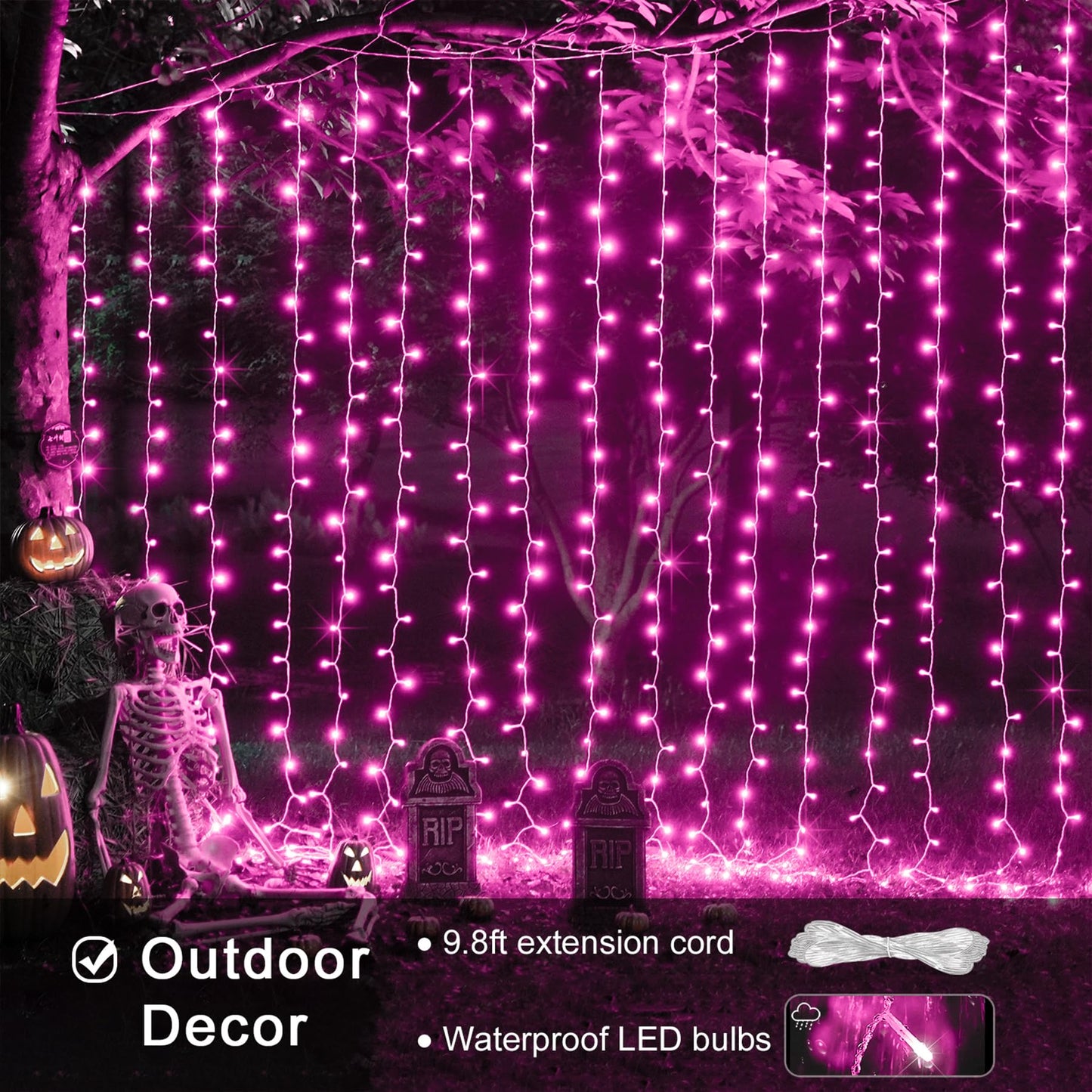 JMEXSUSS 300 LED Remote Control Christmas Curtain Lights, Plug in Fairy Curtain Lights Outdoor, Window Wall Hanging Curtain String Lights for Bedroom Backdrop Wedding Party Indoor Decor, Warm White