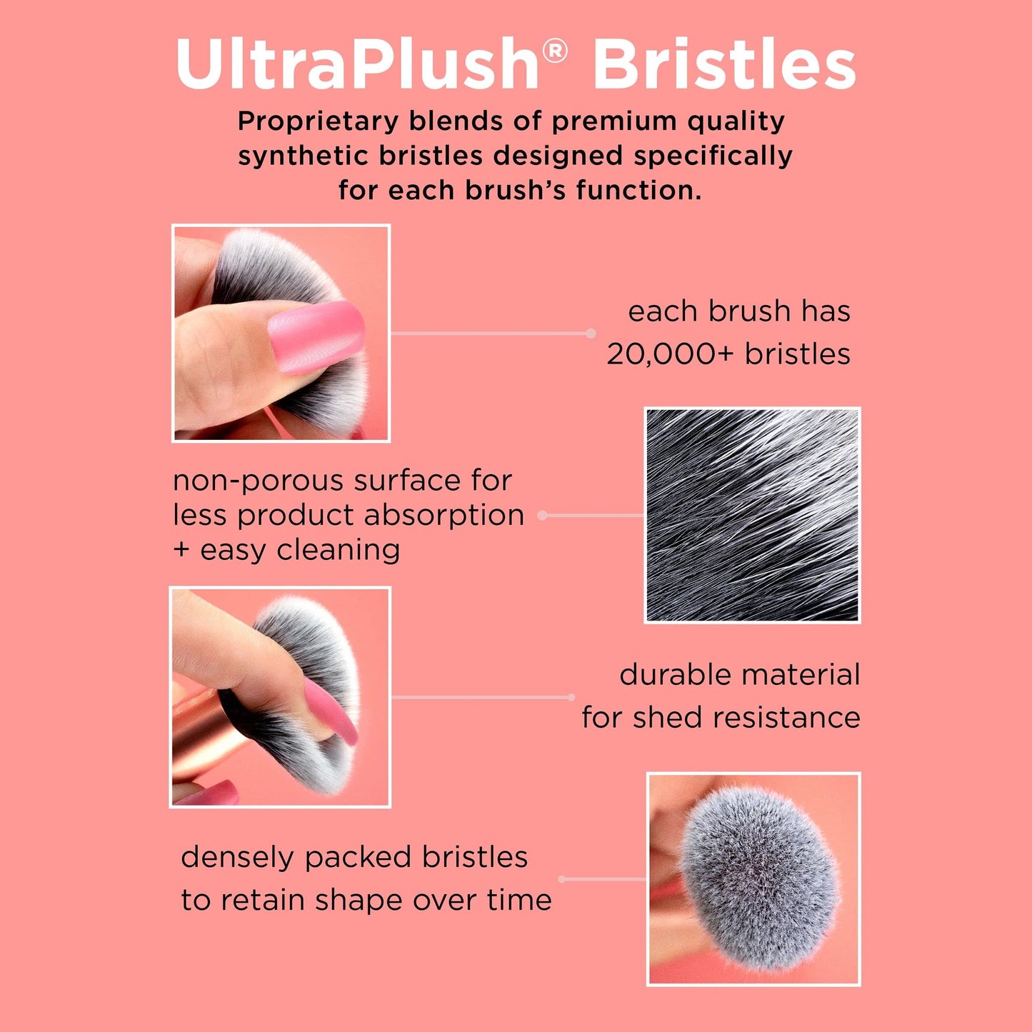 Real Techniques Brightening Concealer Makeup Brush + Eye Cream, Pink