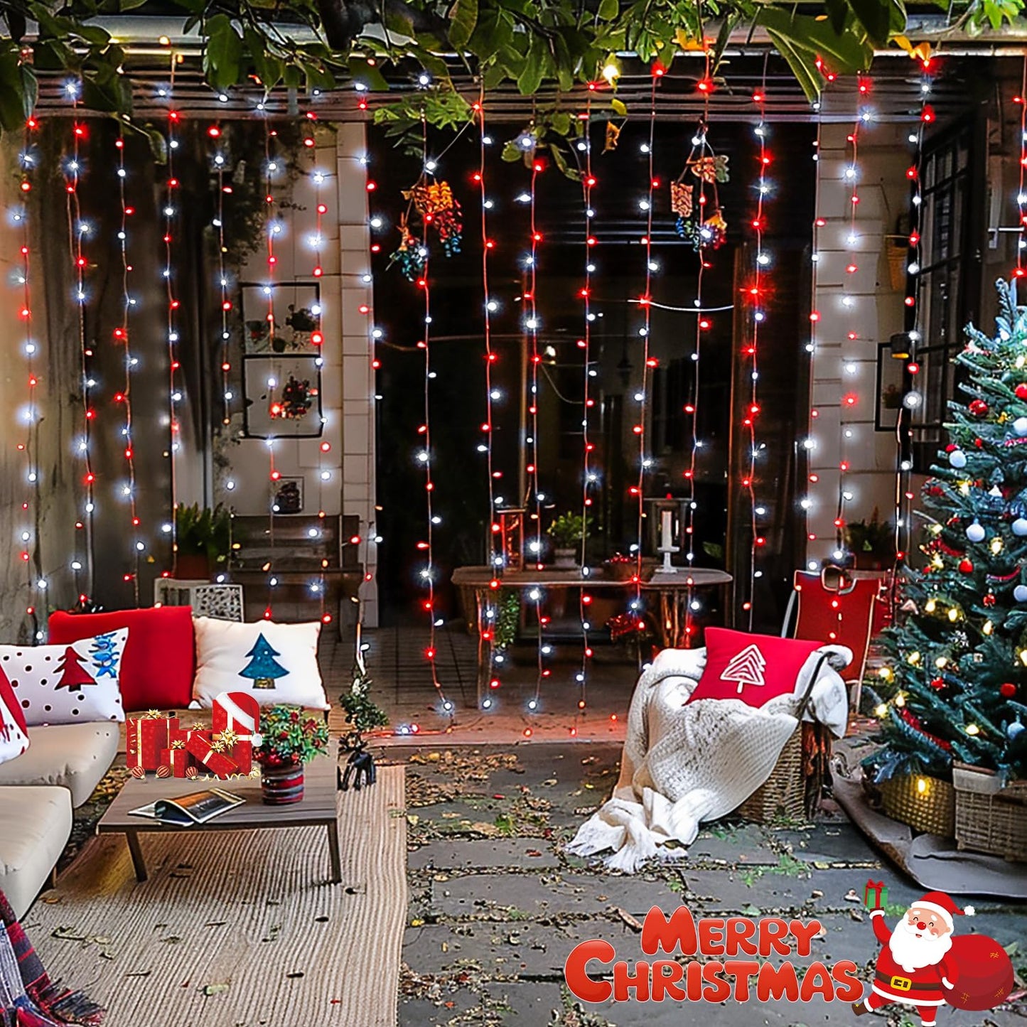 JMEXSUSS 300 LED Remote Control Christmas Curtain Lights, Plug in Fairy Curtain Lights Outdoor, Window Wall Hanging Curtain String Lights for Bedroom Backdrop Wedding Party Indoor Decor, Warm White