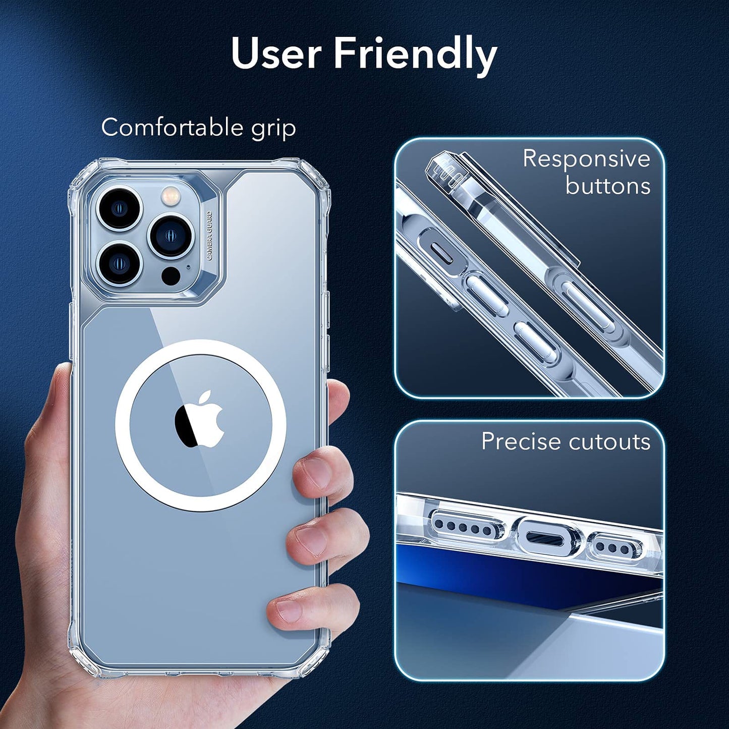 ESR for iPhone 16 Pro Max Case, Compatible with MagSafe, Shockproof Military-Grade Protection, Magnetic Phone Case for iPhone 16 Pro Max, Classic Hybrid Case (HaloLock), Clear