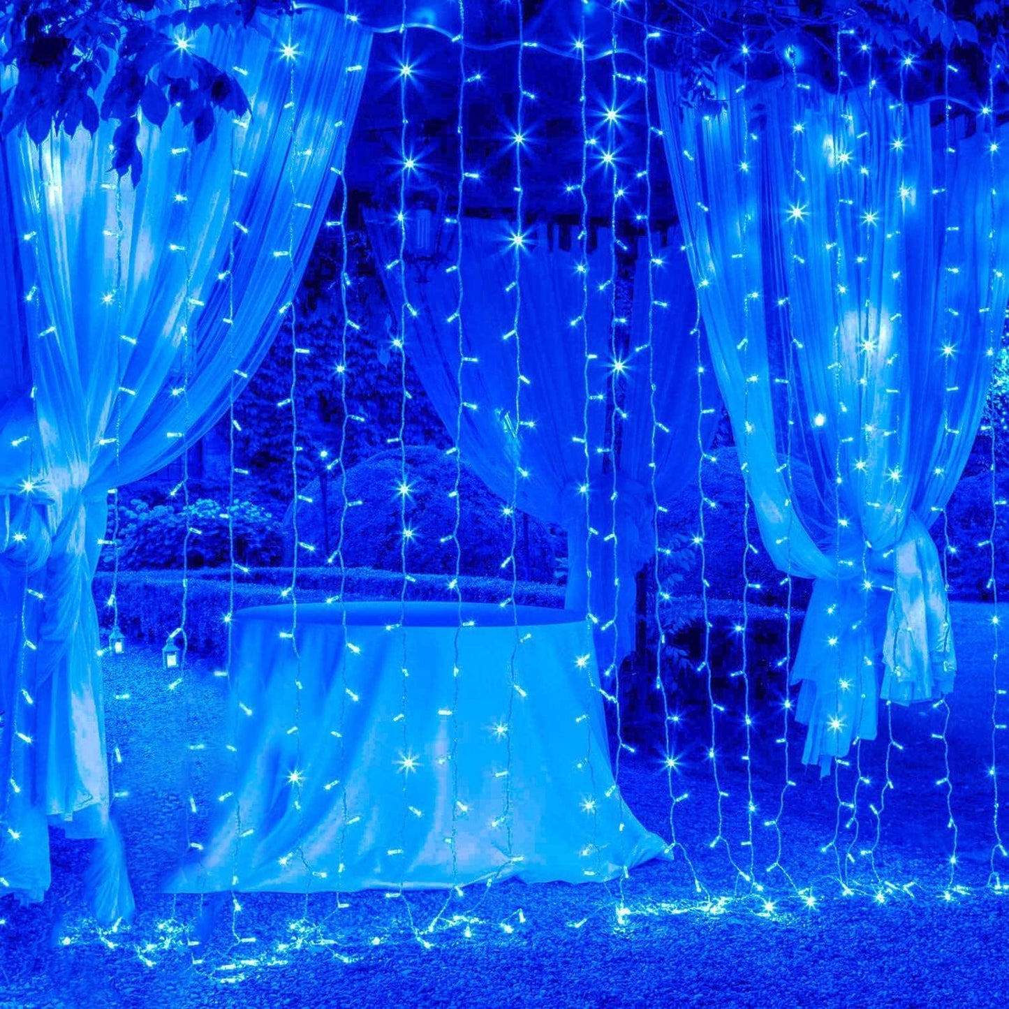 JMEXSUSS 300 LED Remote Control Christmas Curtain Lights, Plug in Fairy Curtain Lights Outdoor, Window Wall Hanging Curtain String Lights for Bedroom Backdrop Wedding Party Indoor Decor, Warm White