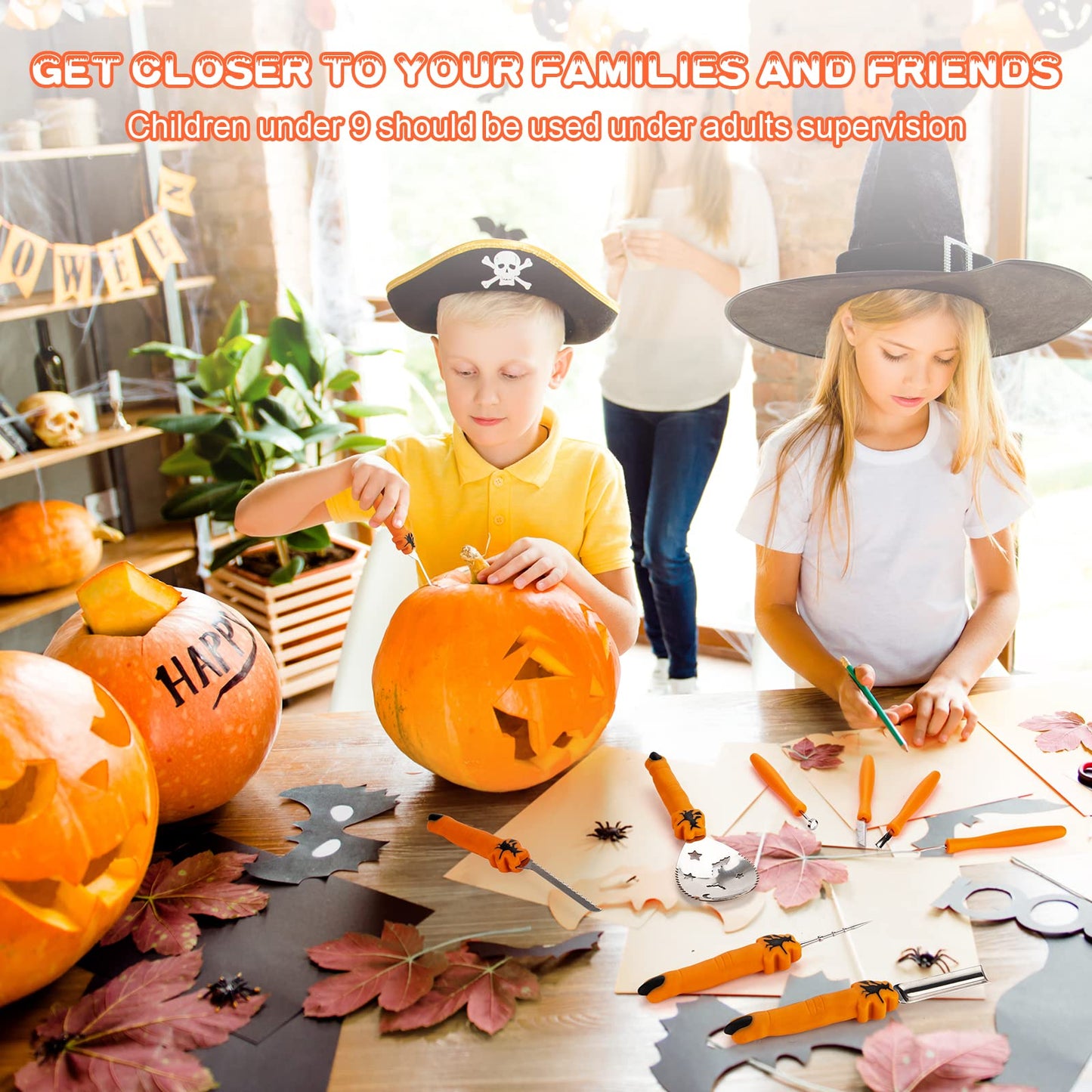Pumpkin Carving Kit Tools Halloween, Professional Heavy Duty Carving Set, Stainless Steel Sculpting Tool Carving Knife for Halloween Decoration Jack-O-Lanterns, Gift for Halloween(9PCS)