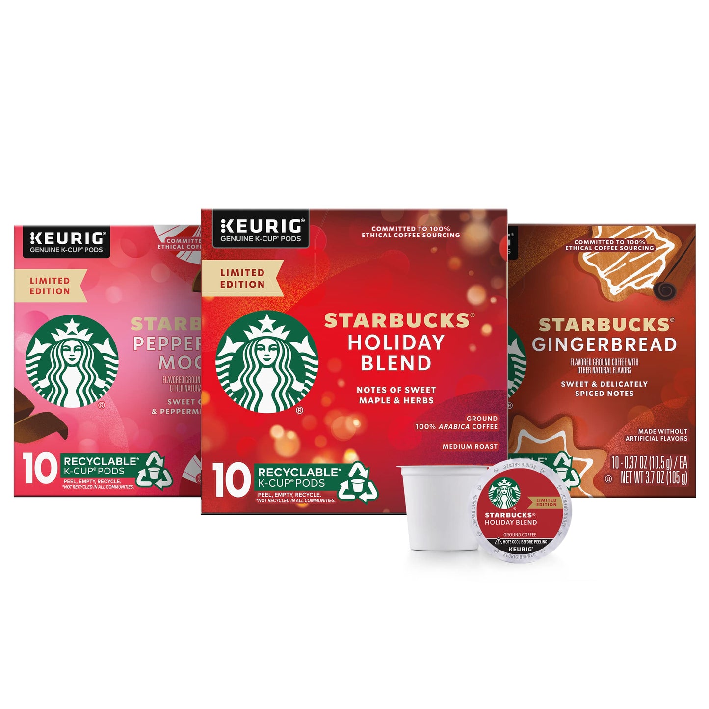 Starbucks K-Cup Coffee Pods, Naturally Flavored Coffee Variety Pack for Keurig Brewers, 100% Arabica, 1 Box (40 Pods)