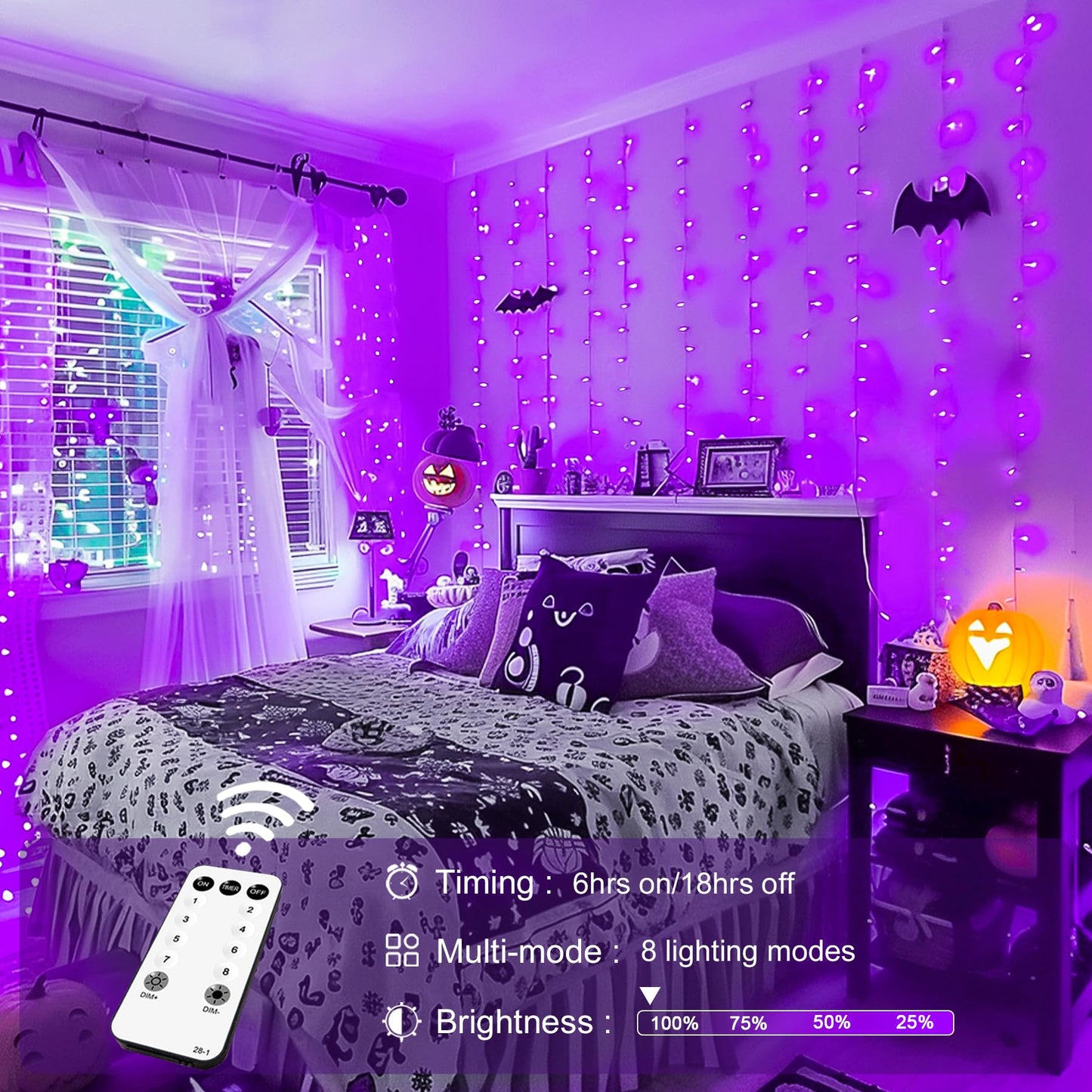 JMEXSUSS 300 LED Remote Control Christmas Curtain Lights, Plug in Fairy Curtain Lights Outdoor, Window Wall Hanging Curtain String Lights for Bedroom Backdrop Wedding Party Indoor Decor, Warm White