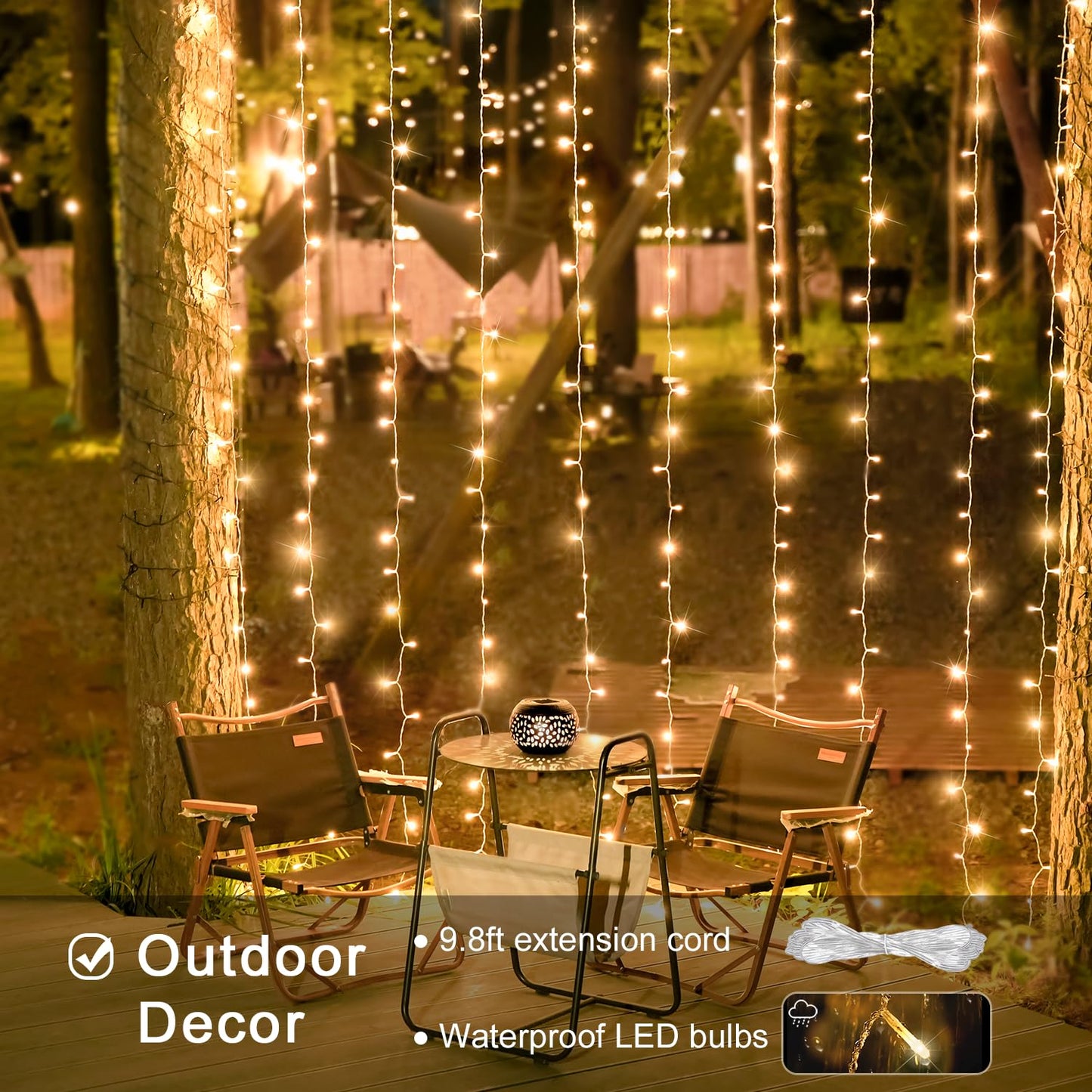 JMEXSUSS 300 LED Remote Control Christmas Curtain Lights, Plug in Fairy Curtain Lights Outdoor, Window Wall Hanging Curtain String Lights for Bedroom Backdrop Wedding Party Indoor Decor, Warm White
