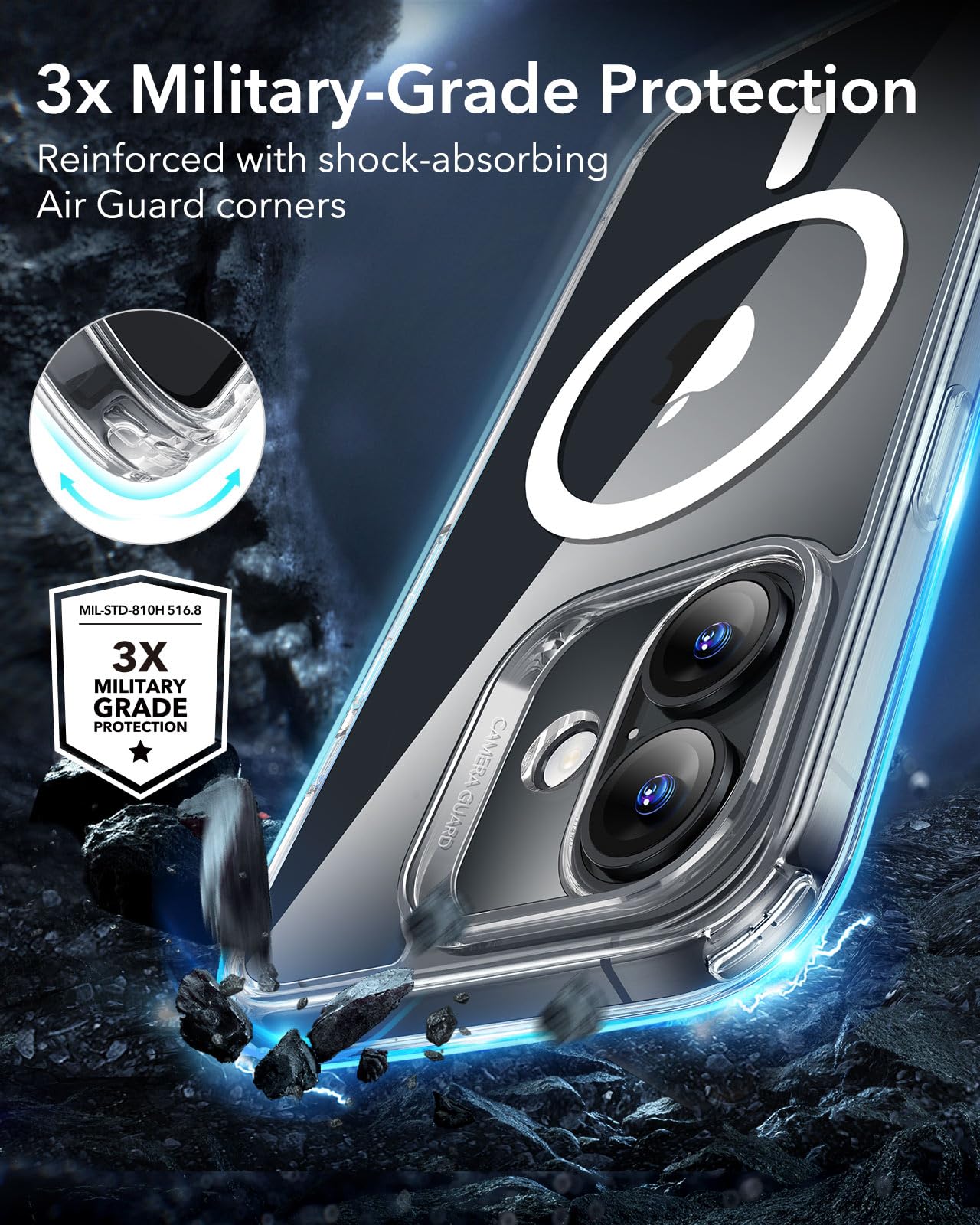 ESR for iPhone 16 Pro Max Case, Compatible with MagSafe, Shockproof Military-Grade Protection, Magnetic Phone Case for iPhone 16 Pro Max, Classic Hybrid Case (HaloLock), Clear