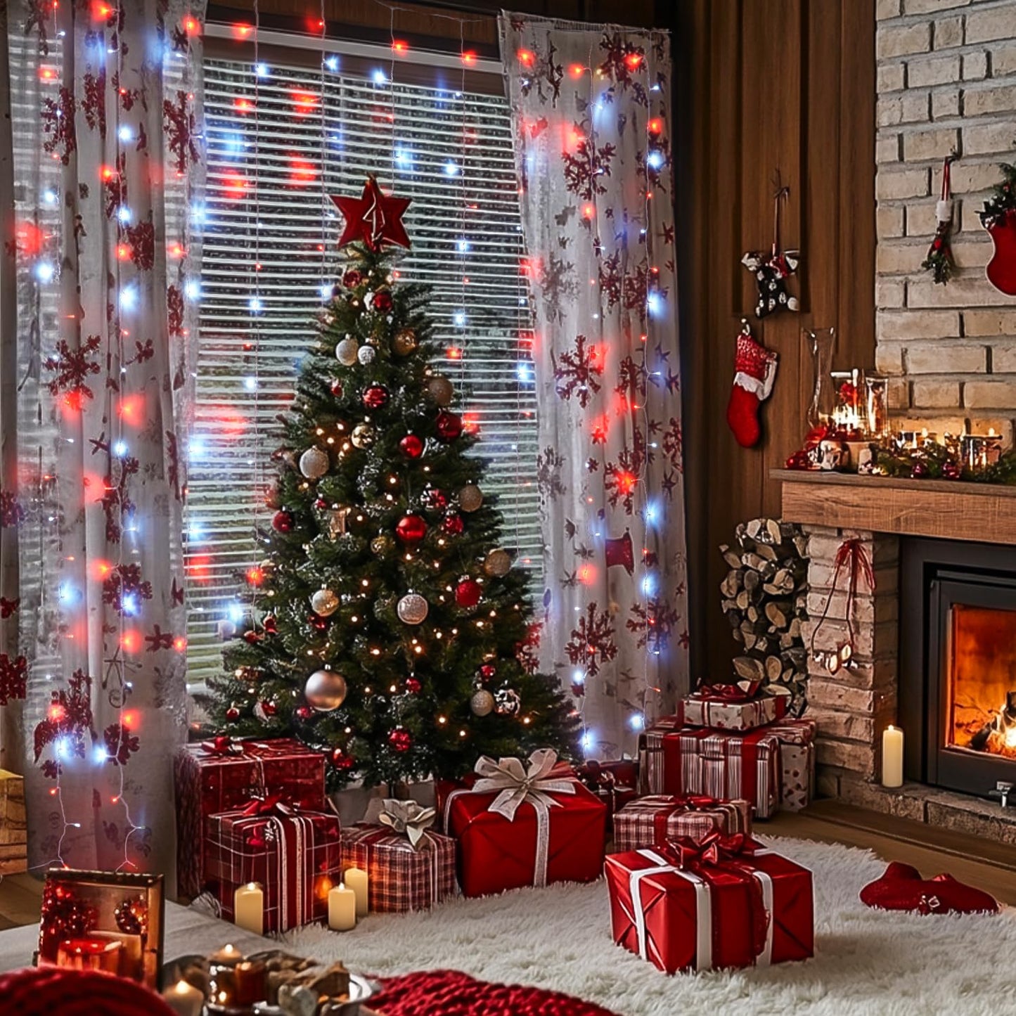 JMEXSUSS 300 LED Remote Control Christmas Curtain Lights, Plug in Fairy Curtain Lights Outdoor, Window Wall Hanging Curtain String Lights for Bedroom Backdrop Wedding Party Indoor Decor, Warm White