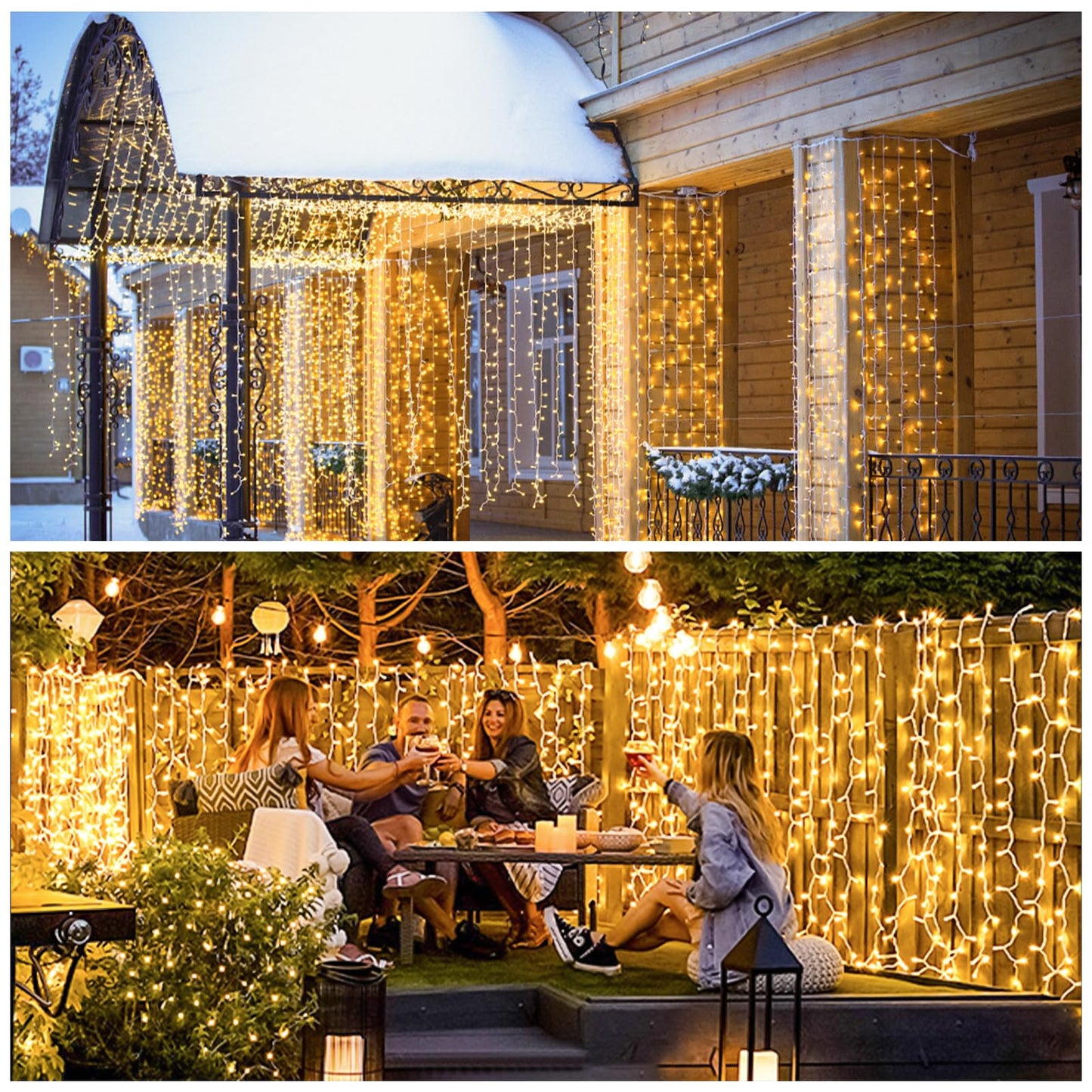 JMEXSUSS 300 LED Remote Control Christmas Curtain Lights, Plug in Fairy Curtain Lights Outdoor, Window Wall Hanging Curtain String Lights for Bedroom Backdrop Wedding Party Indoor Decor, Warm White