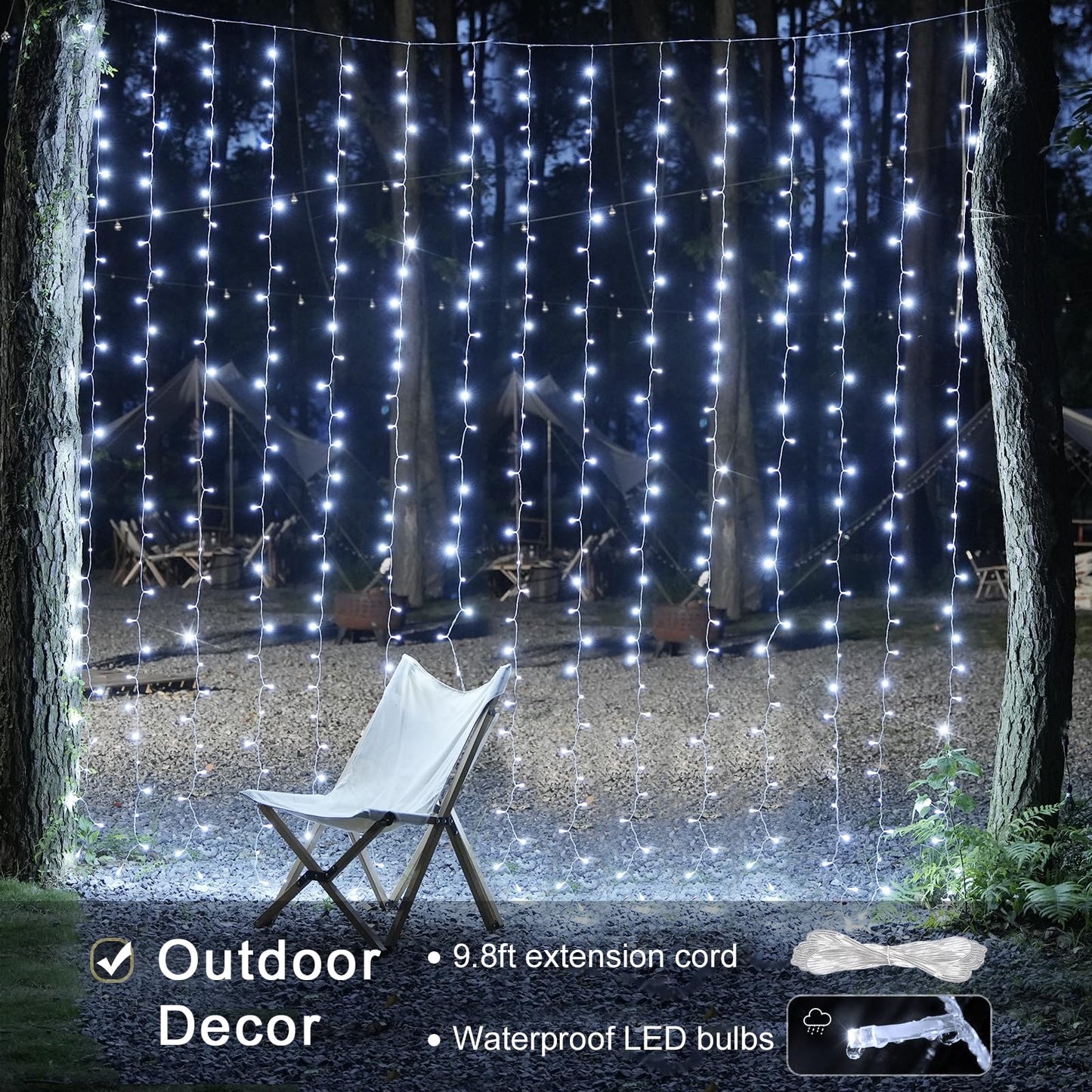 JMEXSUSS 300 LED Remote Control Christmas Curtain Lights, Plug in Fairy Curtain Lights Outdoor, Window Wall Hanging Curtain String Lights for Bedroom Backdrop Wedding Party Indoor Decor, Warm White
