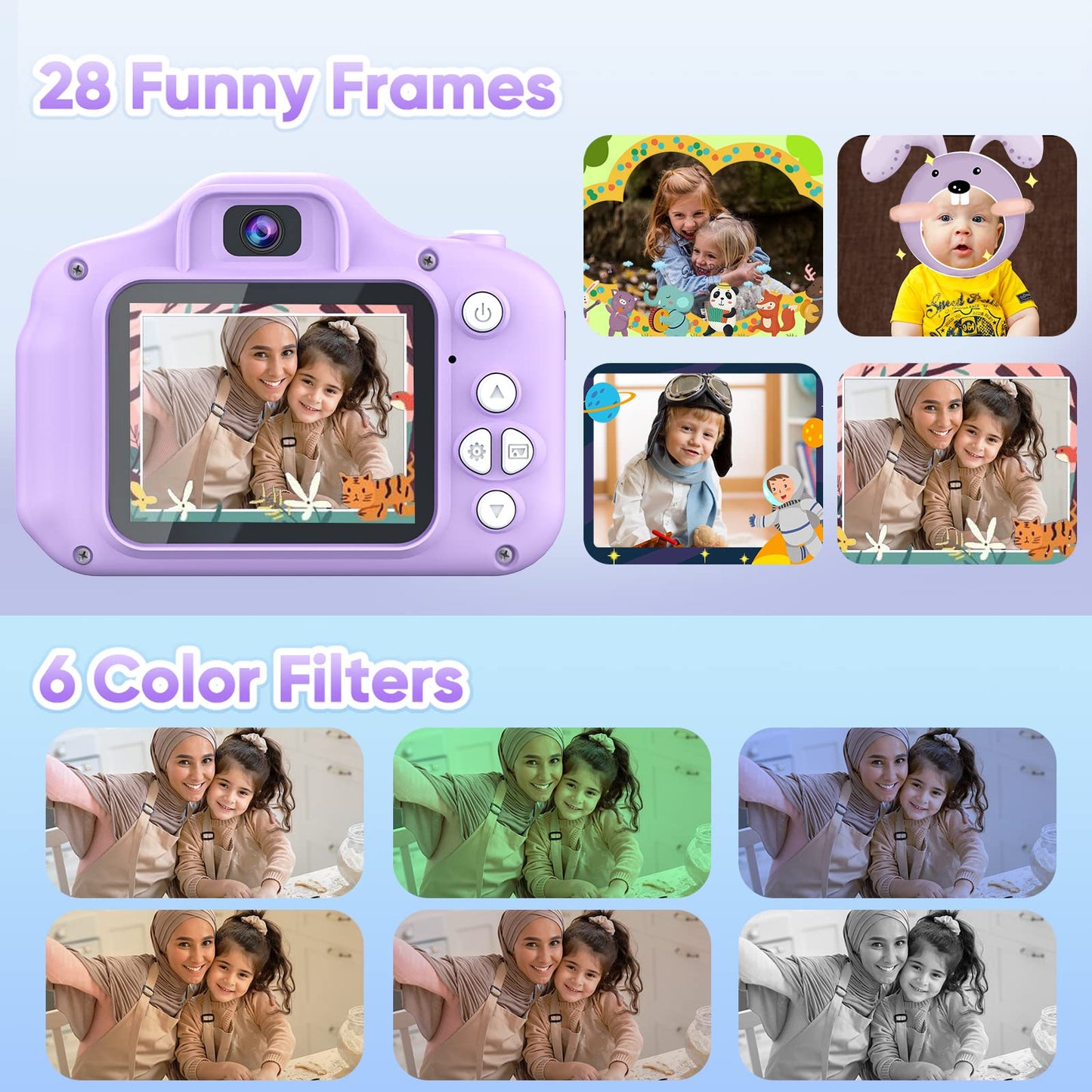 Seckton Upgrade Kids Selfie Camera, Christmas Birthday Gifts for Boys Age 3-9, HD Digital Video Cameras for Toddler, Portable Toy for 3 4 5 6 7 8 Year Old Boy with 32GB SD Card-Navy Blue