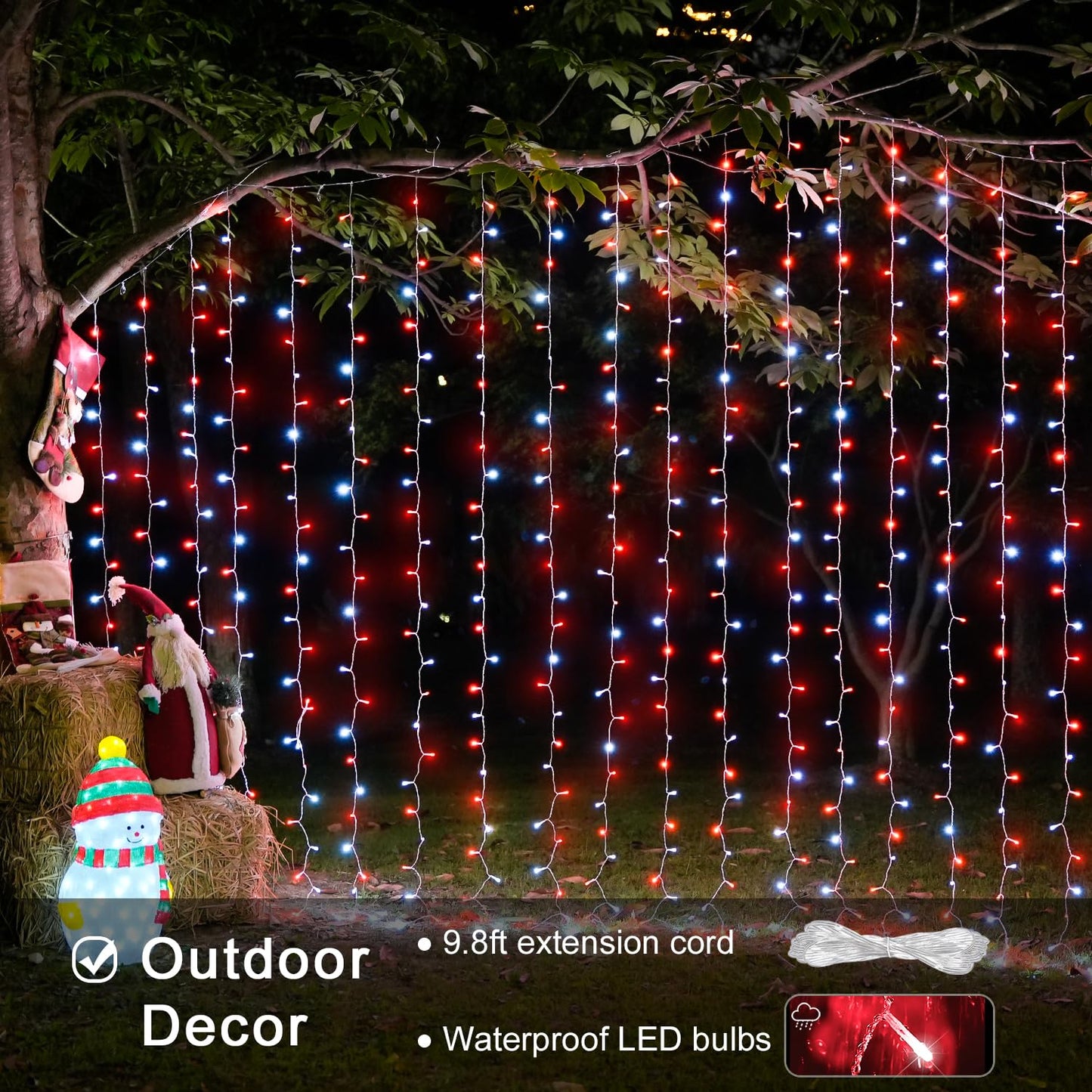 JMEXSUSS 300 LED Remote Control Christmas Curtain Lights, Plug in Fairy Curtain Lights Outdoor, Window Wall Hanging Curtain String Lights for Bedroom Backdrop Wedding Party Indoor Decor, Warm White