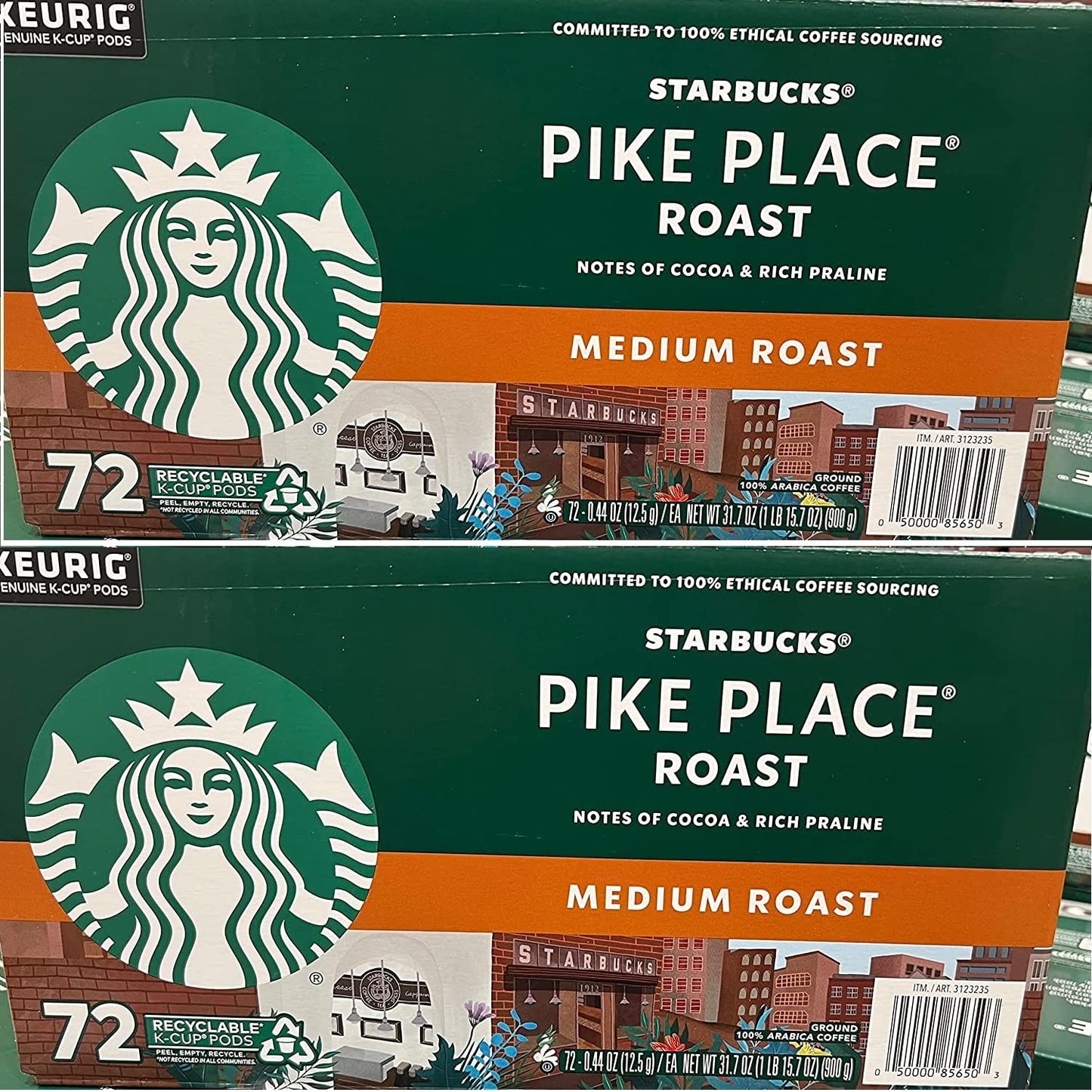 Starbucks K-Cup Coffee Pods, Naturally Flavored Coffee Variety Pack for Keurig Brewers, 100% Arabica, 1 Box (40 Pods)