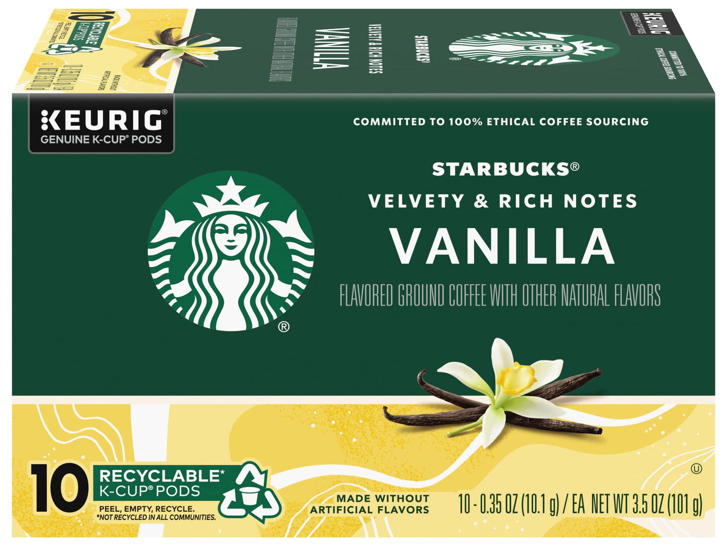 Starbucks K-Cup Coffee Pods, Naturally Flavored Coffee Variety Pack for Keurig Brewers, 100% Arabica, 1 Box (40 Pods)