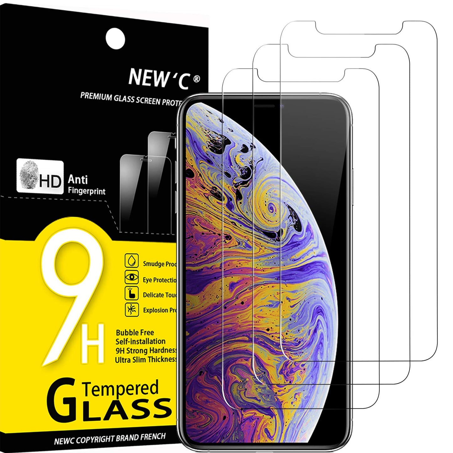 NEW'C 3 Pack Designed for iPhone 16, iPhone 15, iPhone 15 Pro (6.1 inches) Screen Protector Tempered Glass,Case Friendly Ultra Resistant