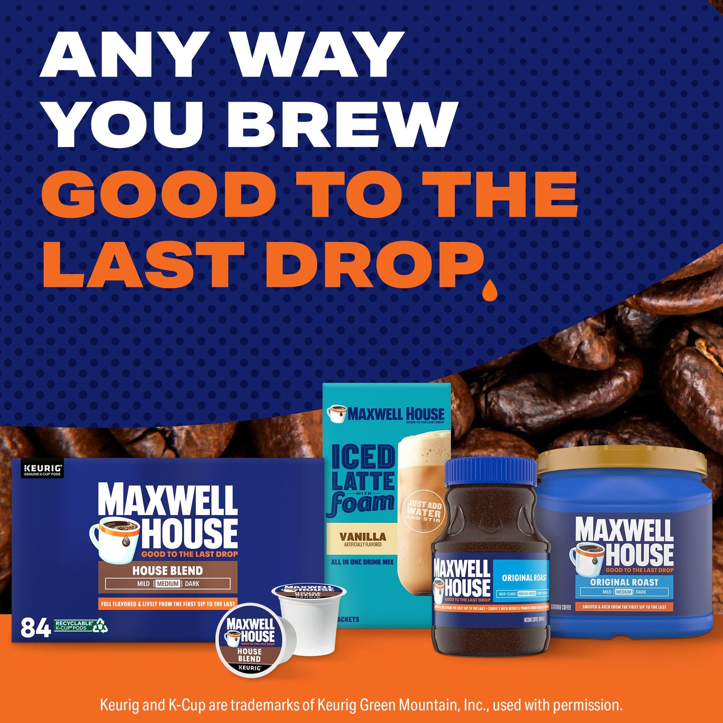 Maxwell House House Blend Medium Roast K-Cup Coffee Pods (84 ct Box)