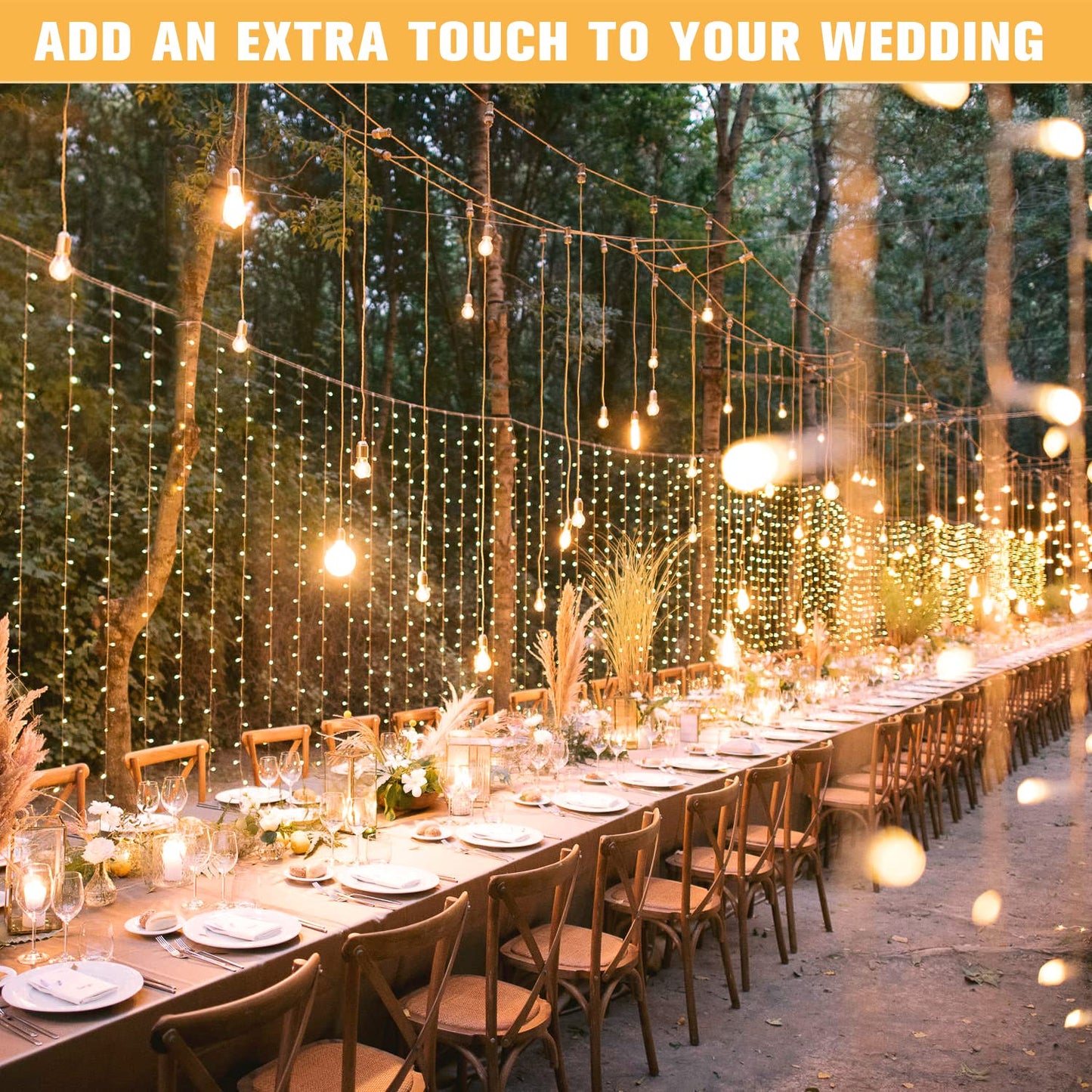 JMEXSUSS 300 LED Remote Control Christmas Curtain Lights, Plug in Fairy Curtain Lights Outdoor, Window Wall Hanging Curtain String Lights for Bedroom Backdrop Wedding Party Indoor Decor, Warm White