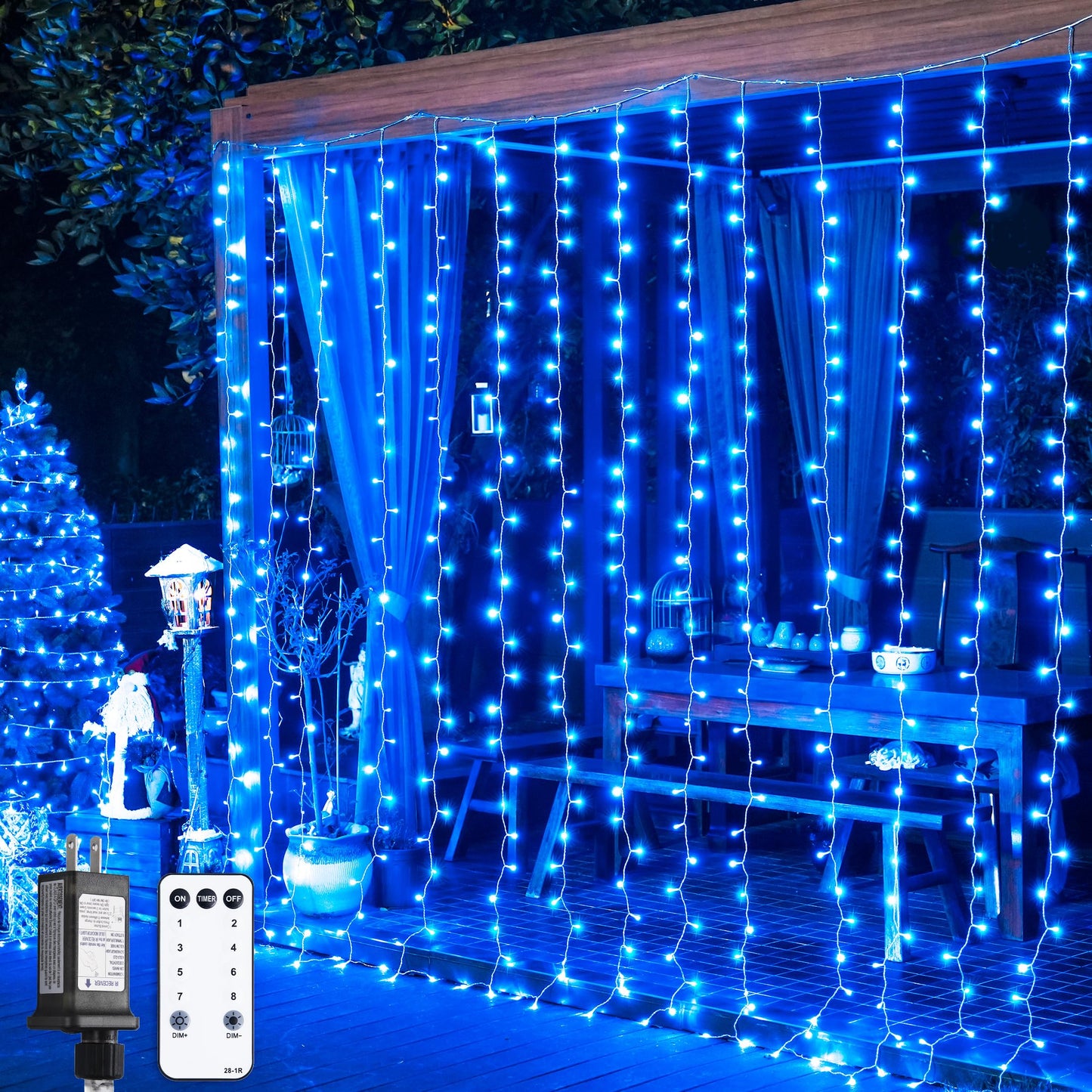 JMEXSUSS 300 LED Remote Control Christmas Curtain Lights, Plug in Fairy Curtain Lights Outdoor, Window Wall Hanging Curtain String Lights for Bedroom Backdrop Wedding Party Indoor Decor, Warm White