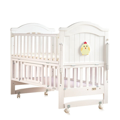 Image of Crib baby bb bed cradle bed multifunctional child newborn stitching bed solid wood unpainted bed