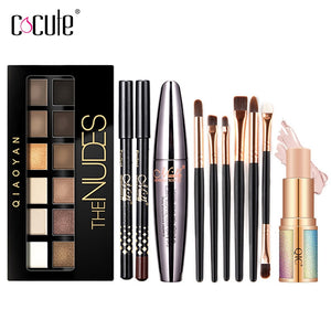 Cocute 5Pcs Makeup Set Box Maquillaje Profesional Eyeshadow Palette Eyebrow Pen Mascara Highlighter Stick Makeup Kits For Women