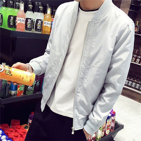 Image of Slim Fit Solid Mens Bomber Jacket 2020 Spring Autumn Male Baseball Thin Jackets Brand Casual Coat Top Men's windbreaker Jacket