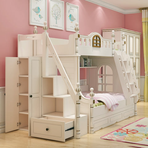 Image of American design white children's bed 1.2 m bed bunk bed girl children's furniture bed